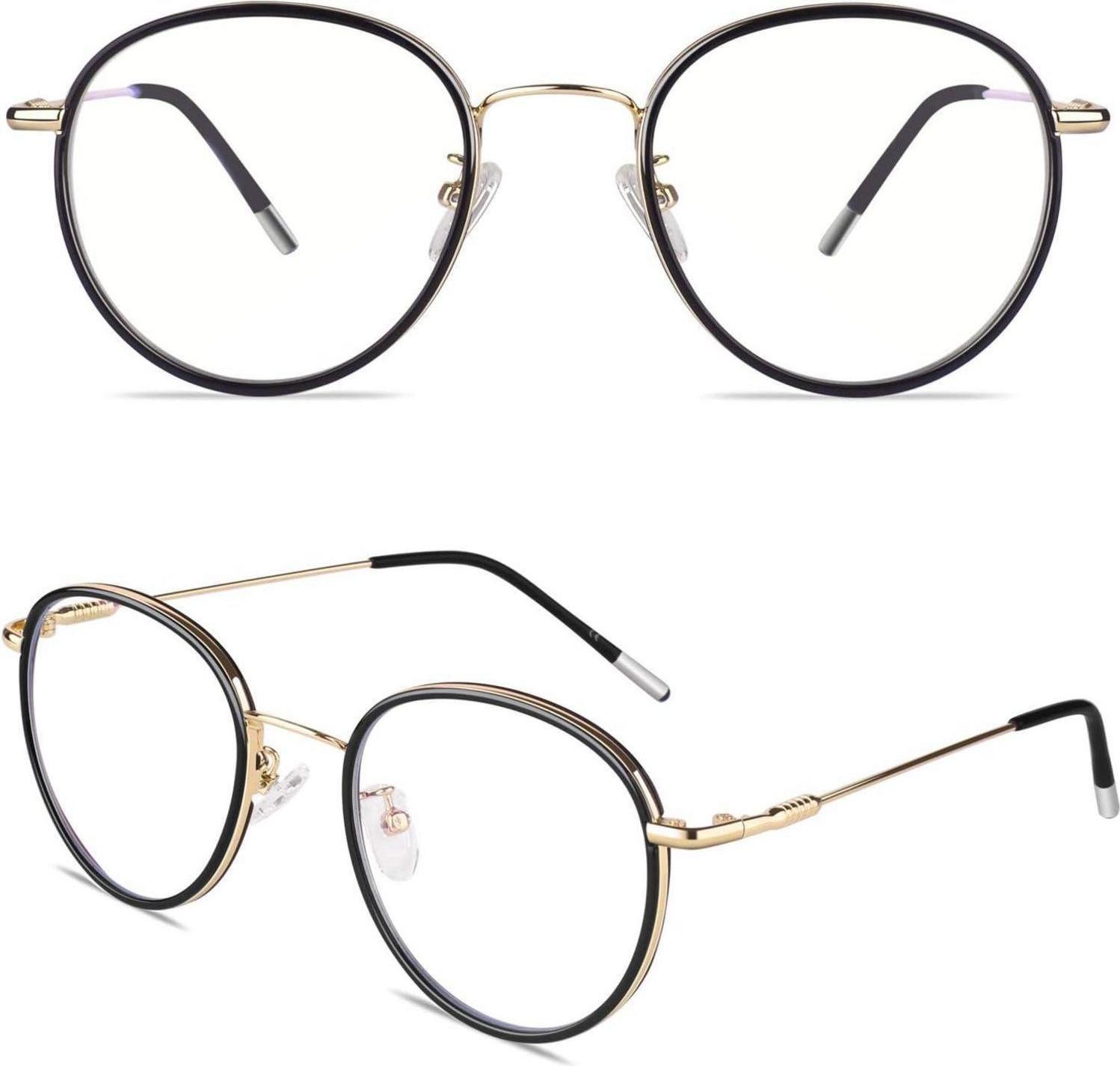 Sonstige GQUEEN Übergröße Runde Blaulichtfilter Brille UV400 Schutz, Metallrahmen, Uni