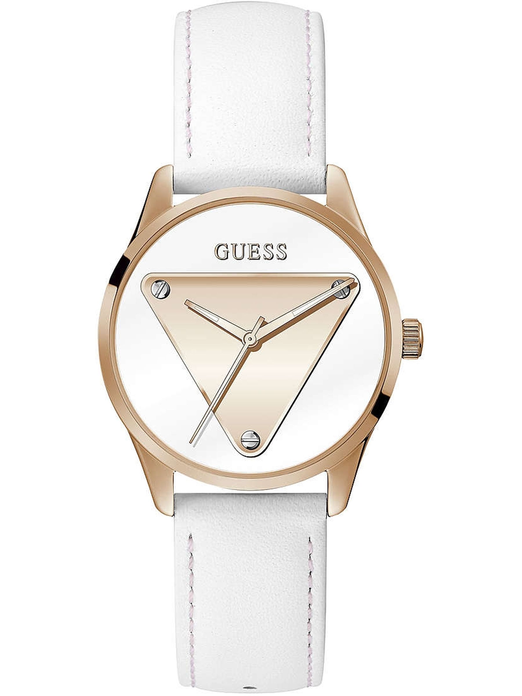 Guess dámske náramkové hodinky Emblem 36mm Iconic Triangle Logo On Dial Strap Leather GW0399L2
