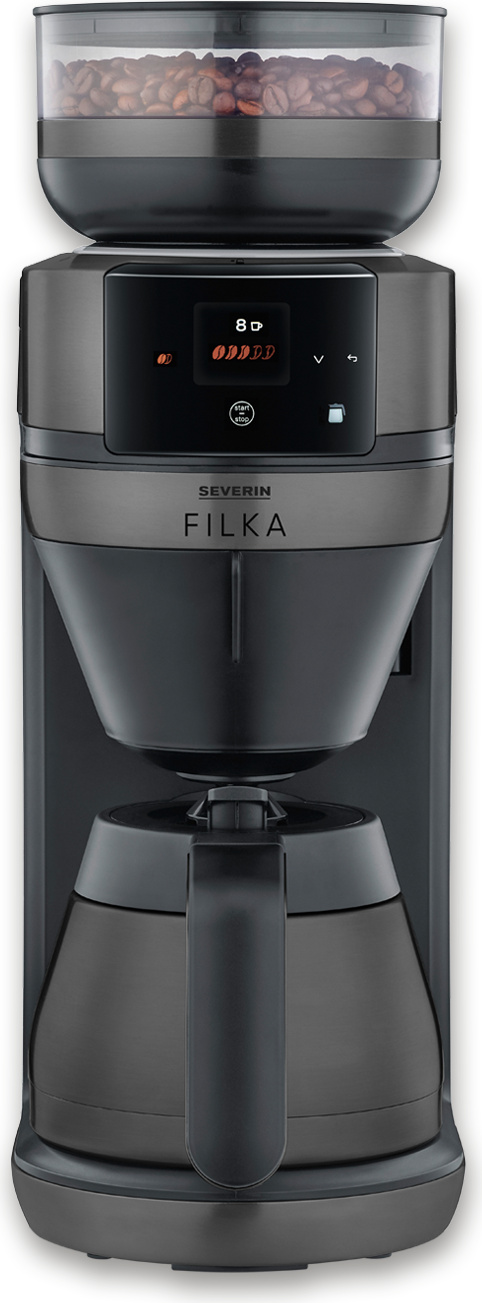 SEVERIN Filterkaffee-Vollautomat FILKA KA 4855 KA 4855 aus Edelstahl, dark inoxmattschwarz 4855000