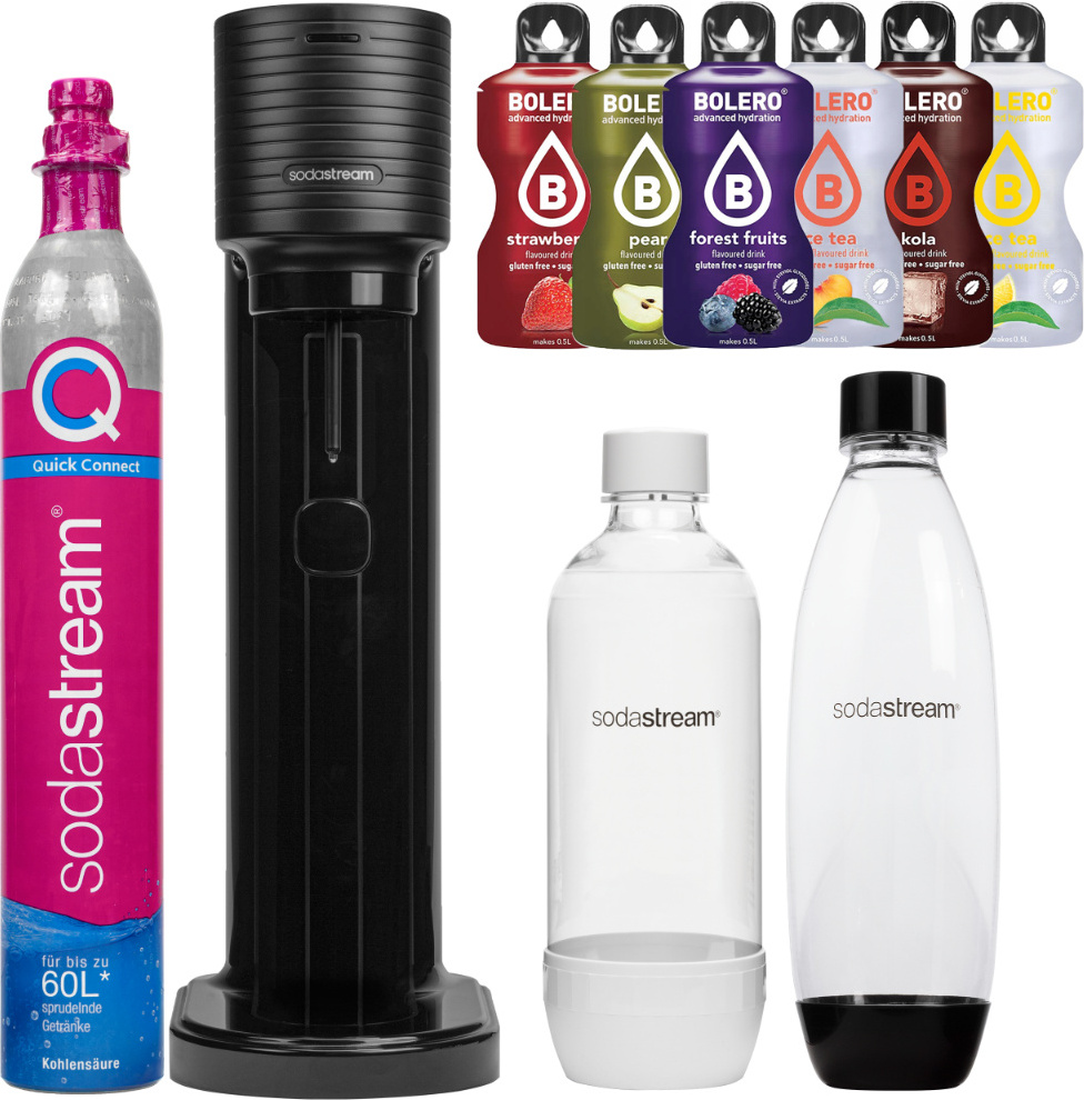 Výrobník sody SodaStream Gaia Titan + 2 fľaše Black/White + bolerko