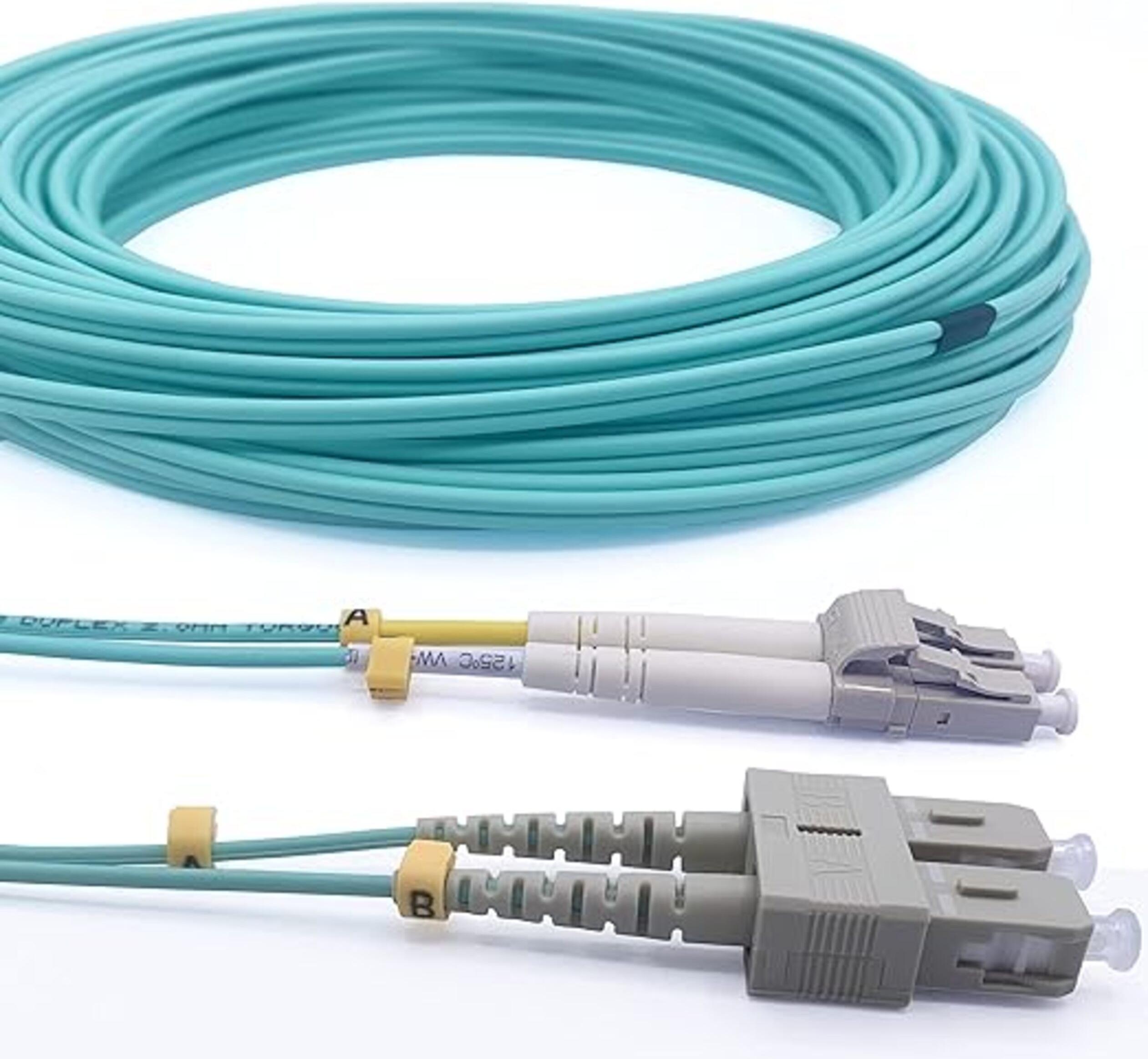Elfcam - 10 m OM3 LWL-Kabel SC/UPC auf LC/UPC Multimode Duplex 50/125 µm LSZH