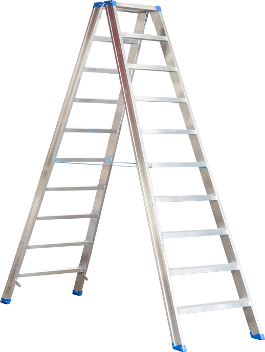 Josef Steiner Alu-Stufen Stehleiter Mod. SL - Stufenanzahl: 10, Länge: 2,35 m SL-10