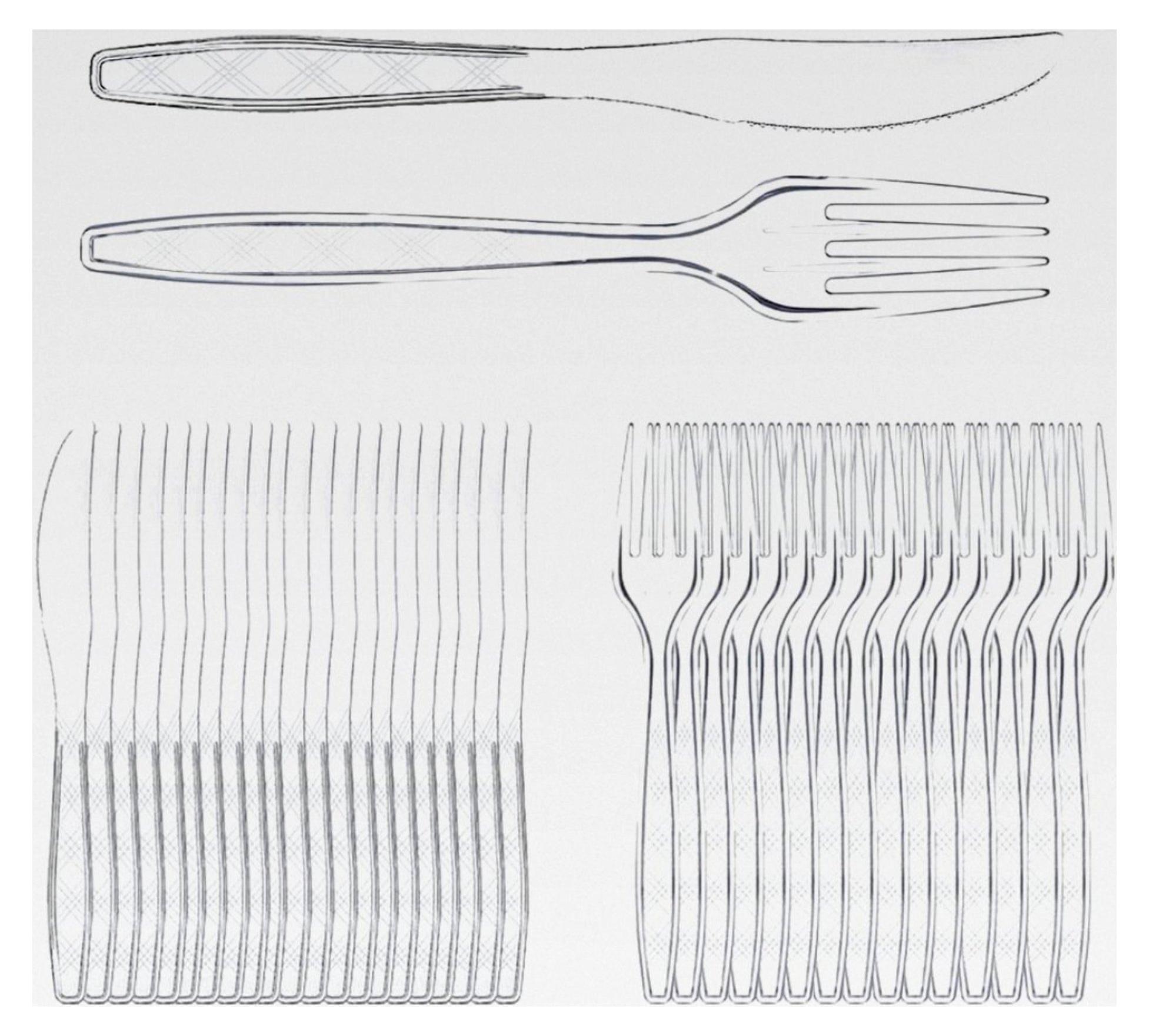 Markenlos Wiederverwendbares Gabel- und Messer-Set, Mehrweg-Besteck, Partygeschirr, nachhaltig