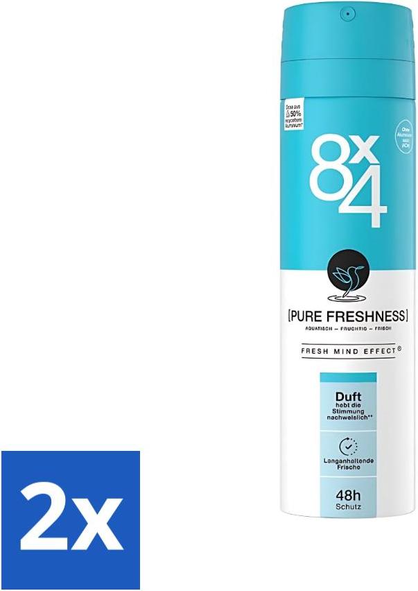 8x4 8 x 4 Deospray - Nr.19 Pure Frische - Deodorant - Erfrischender Duft - 150 ml - Vorteilspack - 2 Stücke 872142
