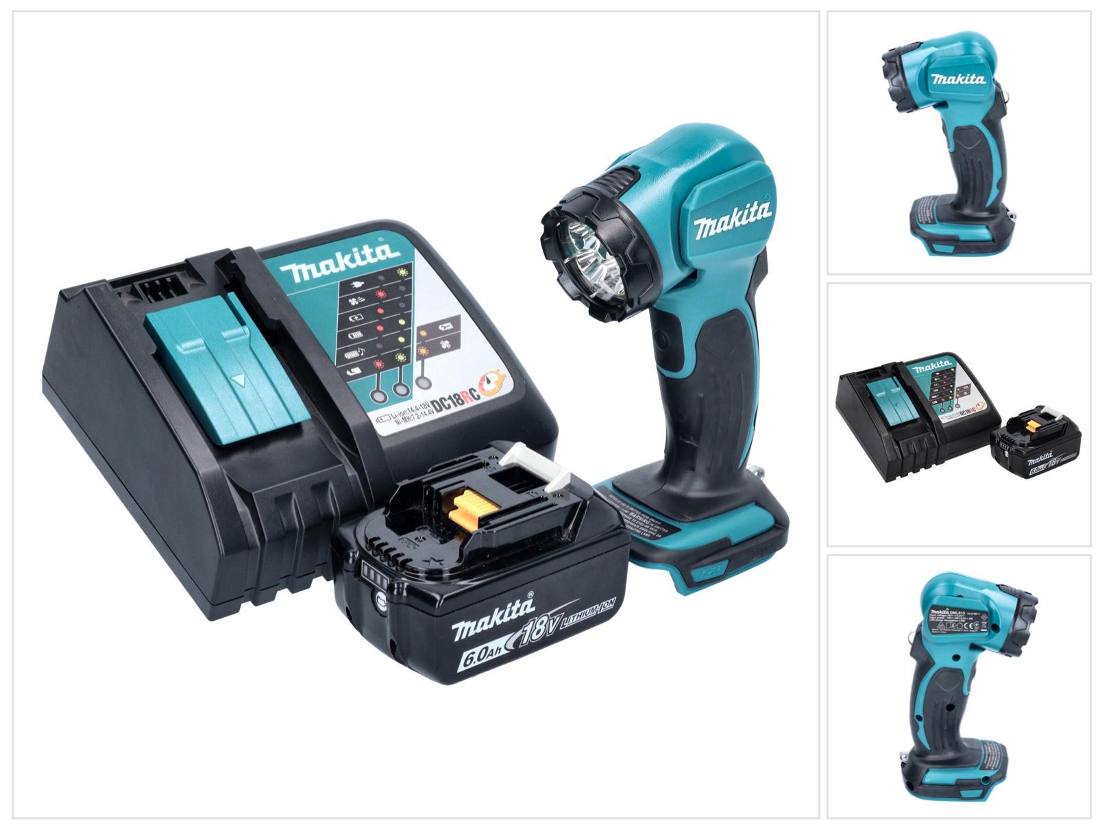 Makita DEADML 815 RG1 LED Akku Handleuchte 14,4 - 18 V 160 lm + 1x Akku 6,0 Ah + Ladegerät DEADML815