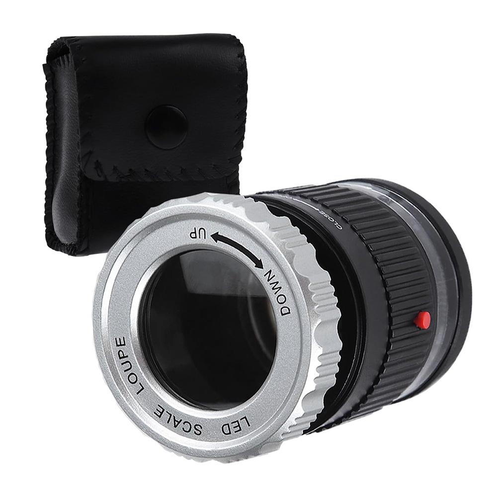 ZREE Tragbar 10x Vergrößerung Lupe mit 30mm Objektiv, LED- und UV-Licht für Präzise Messung von Klein Objekte Zum Beispiel Schmuck, Textilien, Münzen HG10888