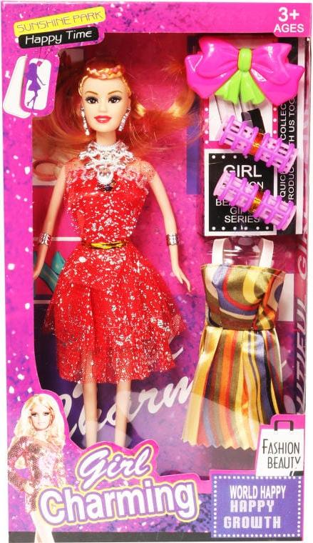Goliat Eine Puppe in einem rot-silbernen Glitzerkleid ZAB-J22/CZERWONO-SREBRNA