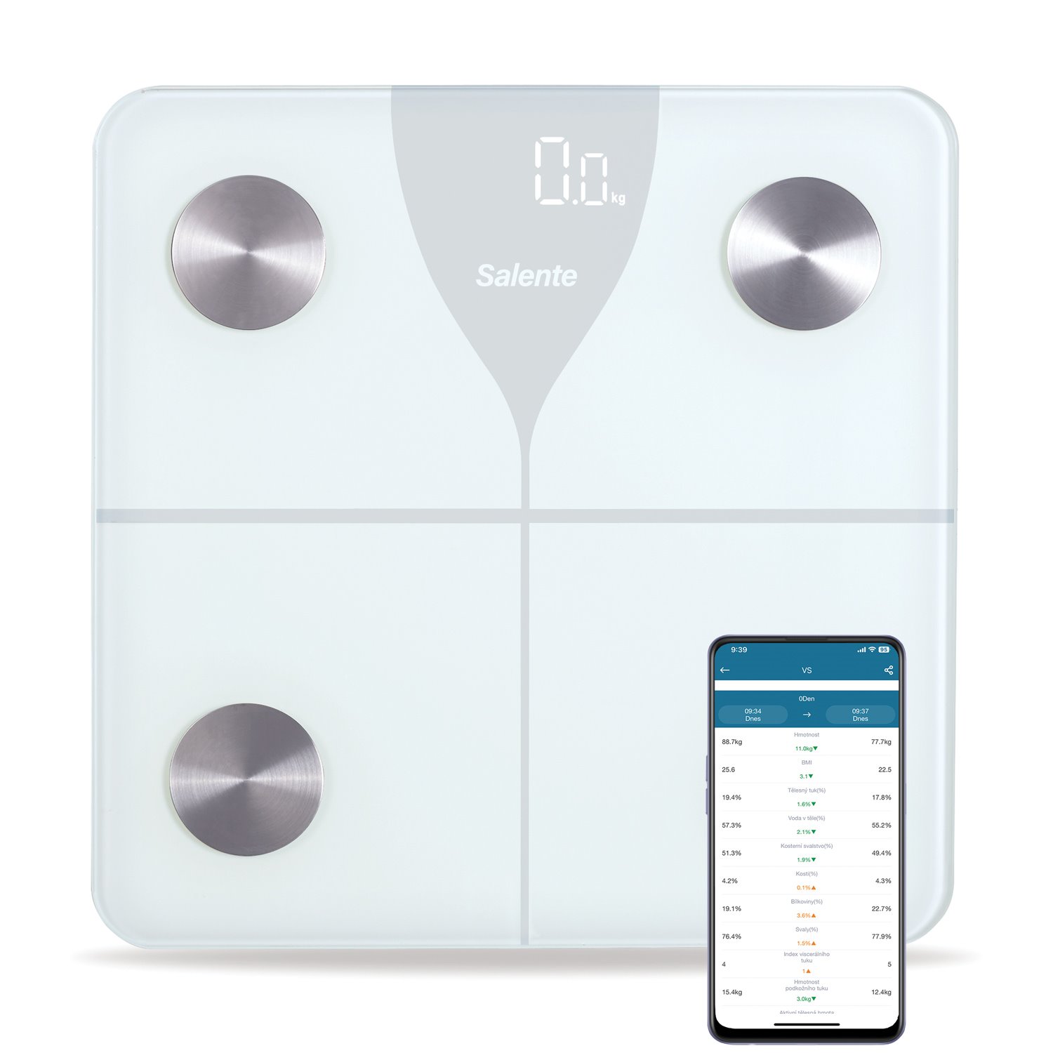 Salente SlimFit, persönliche Fitness-Bluetooth-Waage, weiß SLIMFIT-WH