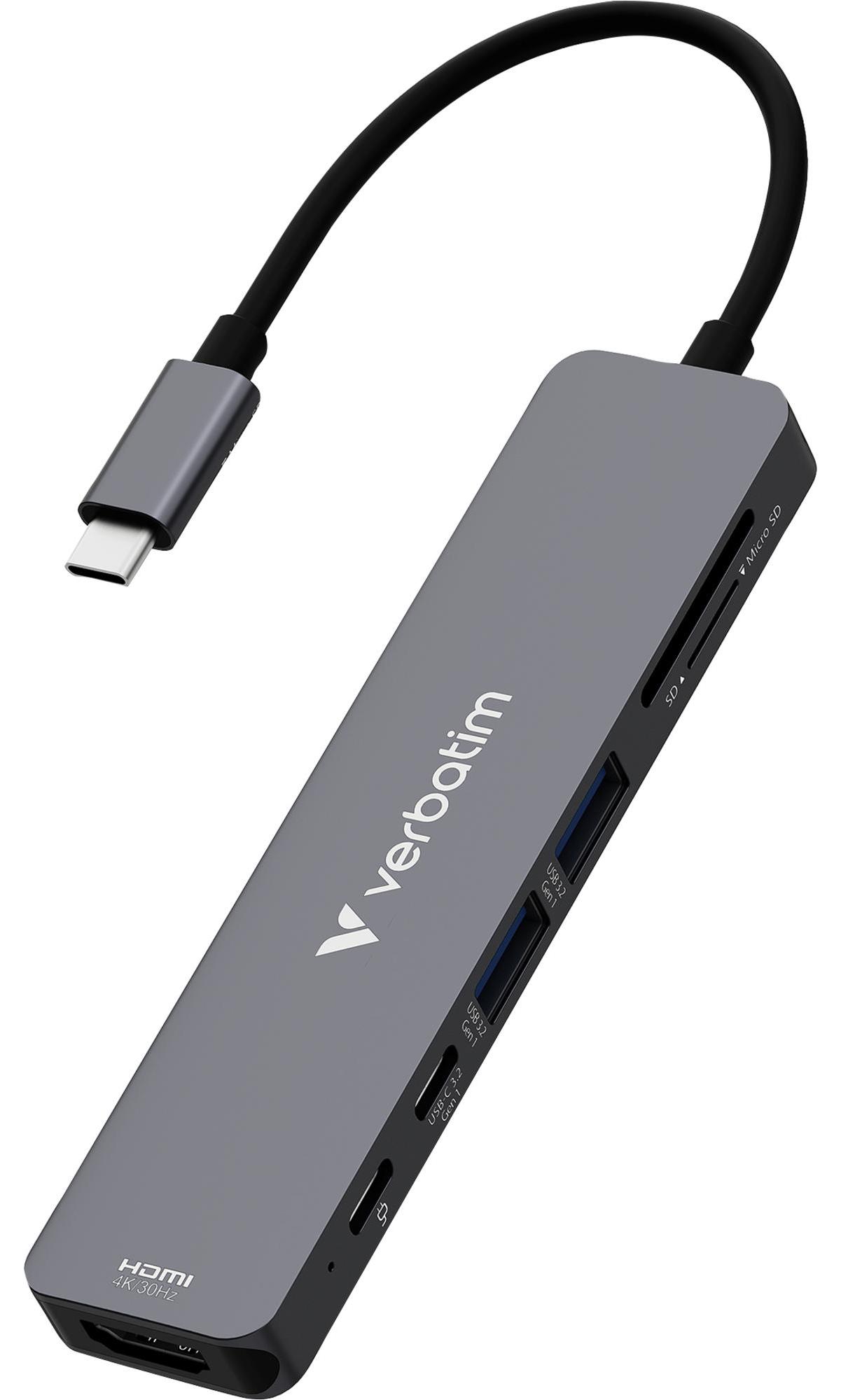 Verbatim 32158, USB 3.2 Gen 1 (3.1 Gen 1) Type-C, HDMI, USB 3.2 Gen 1 (3.1 Gen 1) Type-A, USB 3.2 Gen 1 (3.1 Gen 1) Type-C, Microsd (transflash), MicroSDHC, MicroSDXC, SD, SDHC, SDXC, 5000 Mbit/s, 3840 x 2160, 3840 x 2160 px