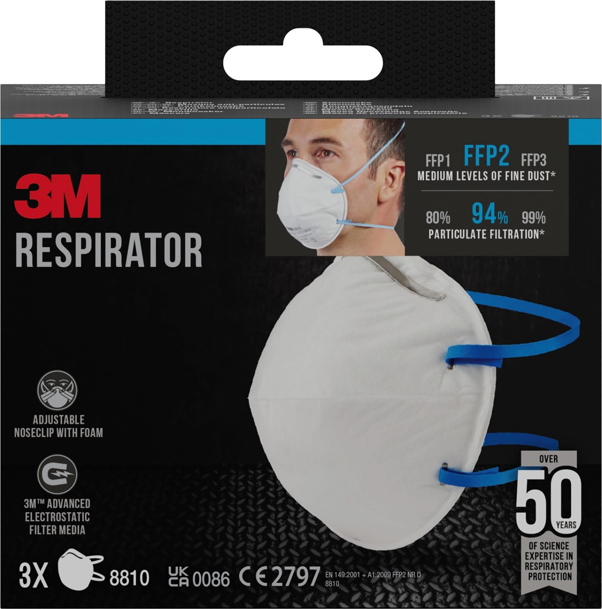 3M™ Partikelmaske 8810, FFP2, ohne Ventil, 3er-Packung | Packung (1 Stück) 7100329312