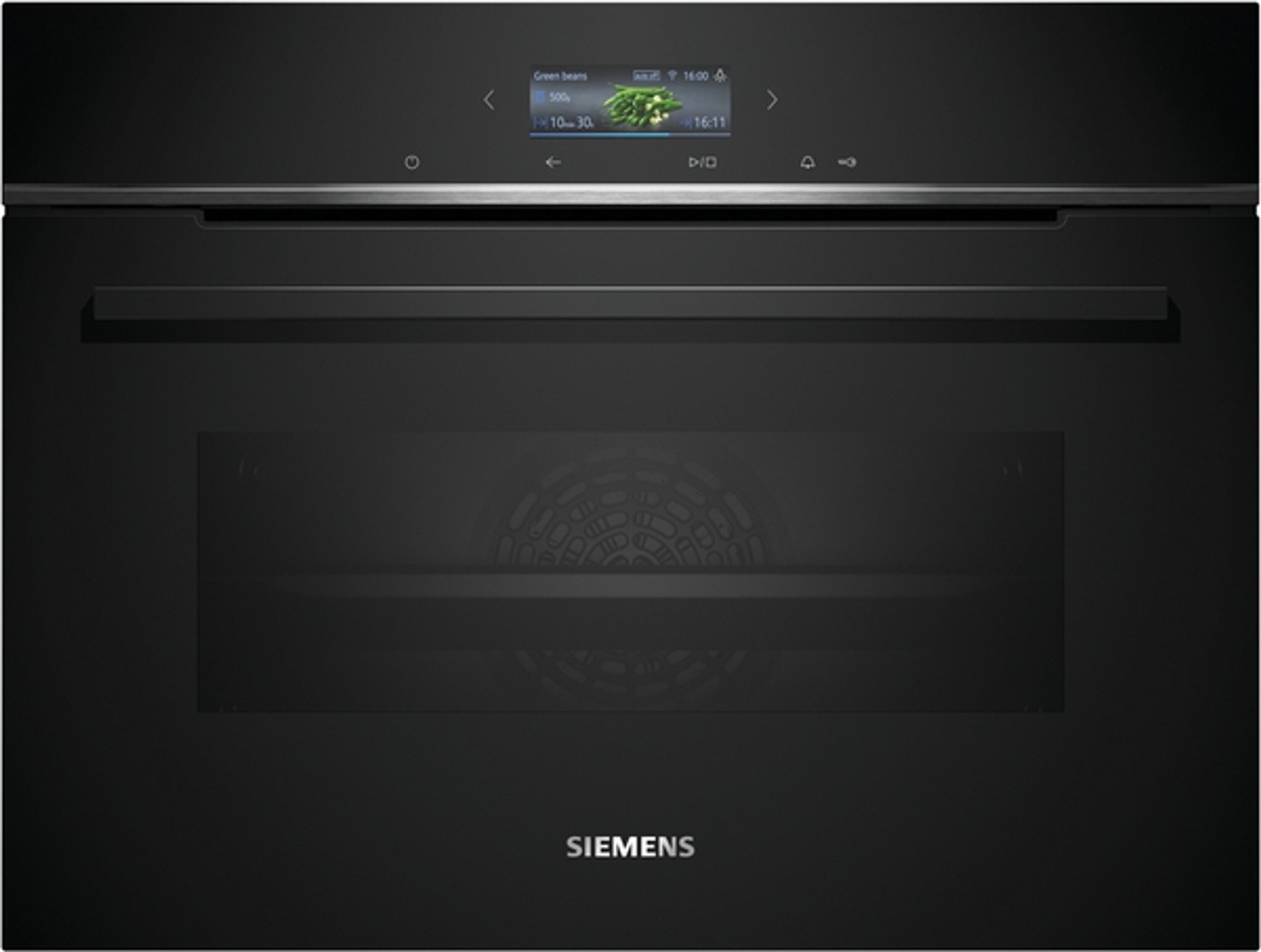 Siemens iQ700, vstavaná kompaktná rúra, 60 x 45 cm, čierna, nerezová oceľ, CB734G1B1