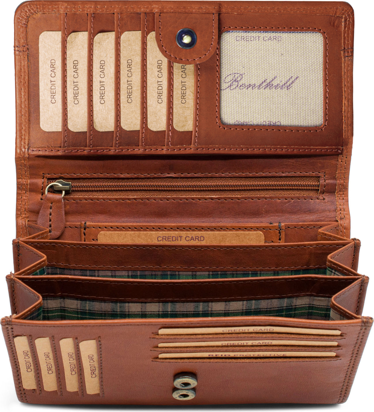 Benthill Große Geldbörse Damen Leder - Frauen Portemonnaie mit RFID Schutz - Geldbeutel aus echtem Rindsleder mit vielen Kartenfächer - XXL Damen Langbörse 1317