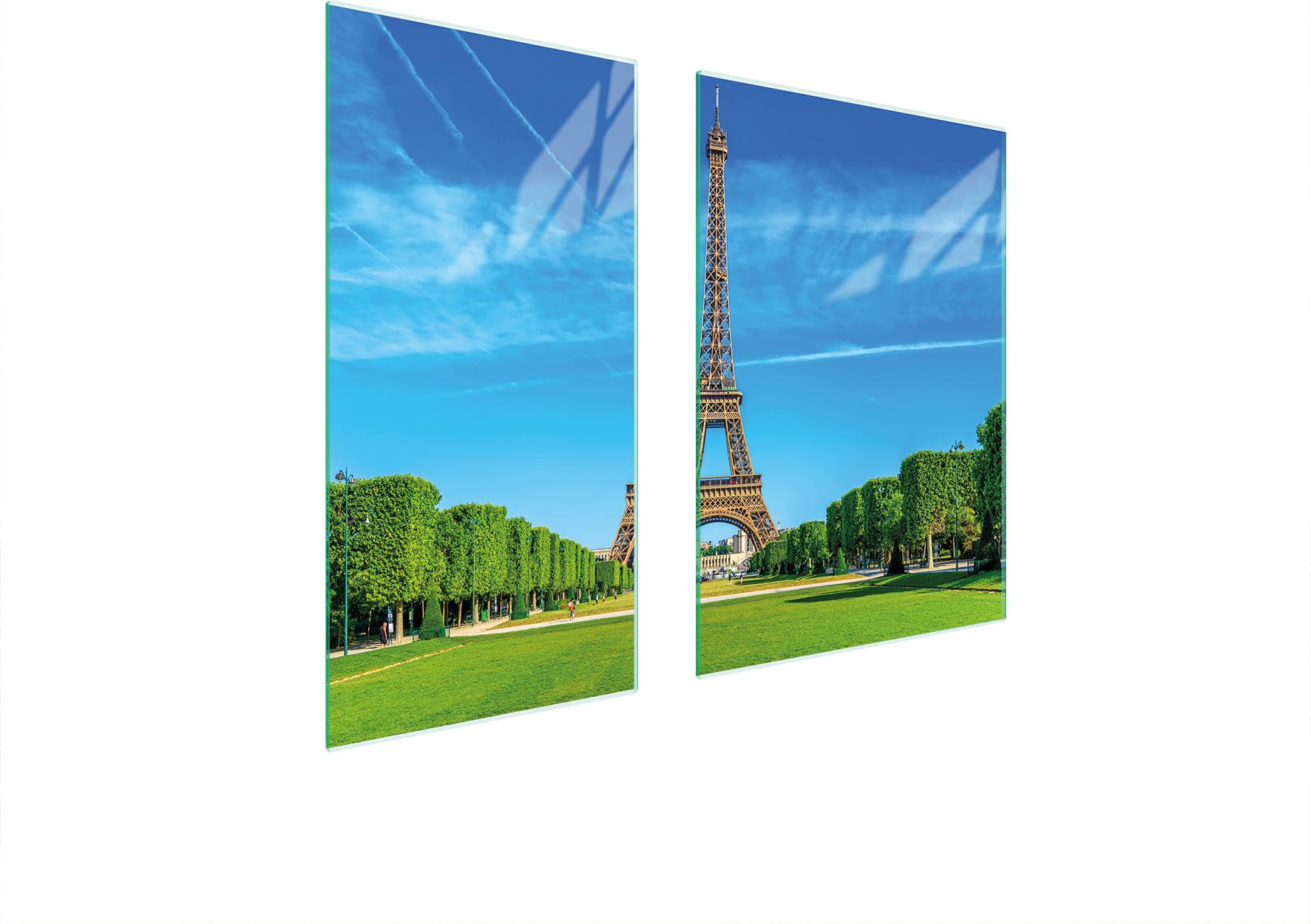 TMK ArtDeko Herdabdeckplatten 2 teilig 75x52 Glaskeramikfeld Abdeckung Glas Schneidebrett Eiffelturm Landschaft