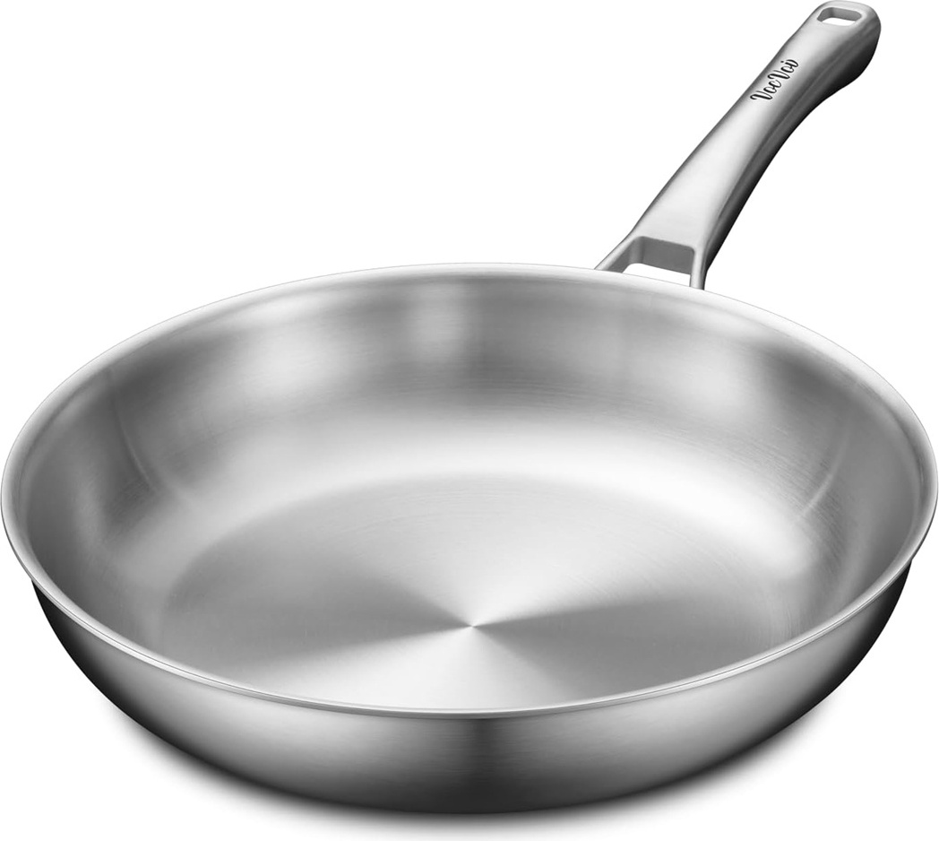 Sweiko Edelstahlpfanne, 28 CM Edelstahlpfanne unbeschichtet GYW-SC-GM28