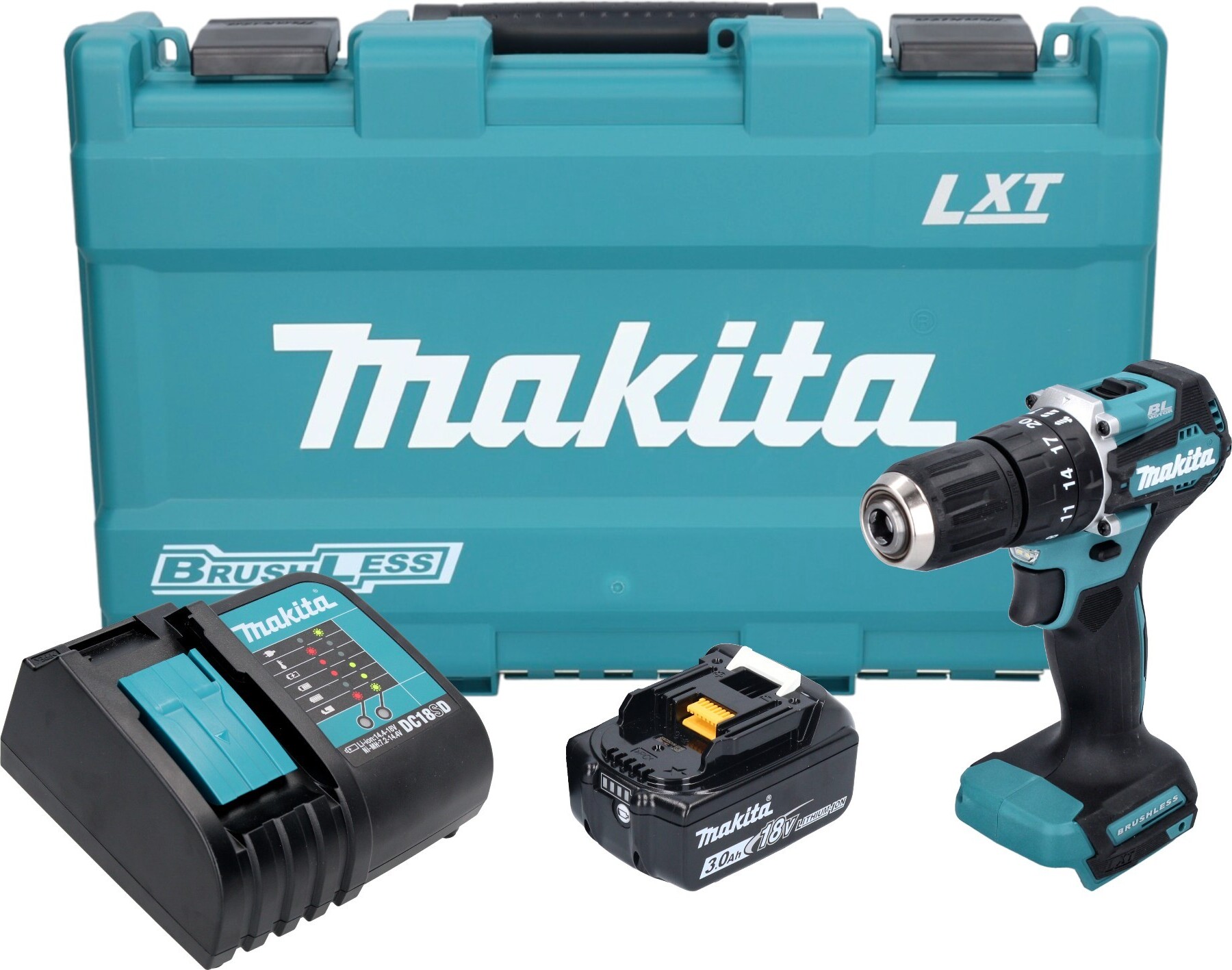 Makita DHP 487 SF1K Akumulátorová príklepová vŕtačka 18 V 40 Nm bez kefiek + 1x akumulátor 3,0 Ah + nabíjačka + kufor
