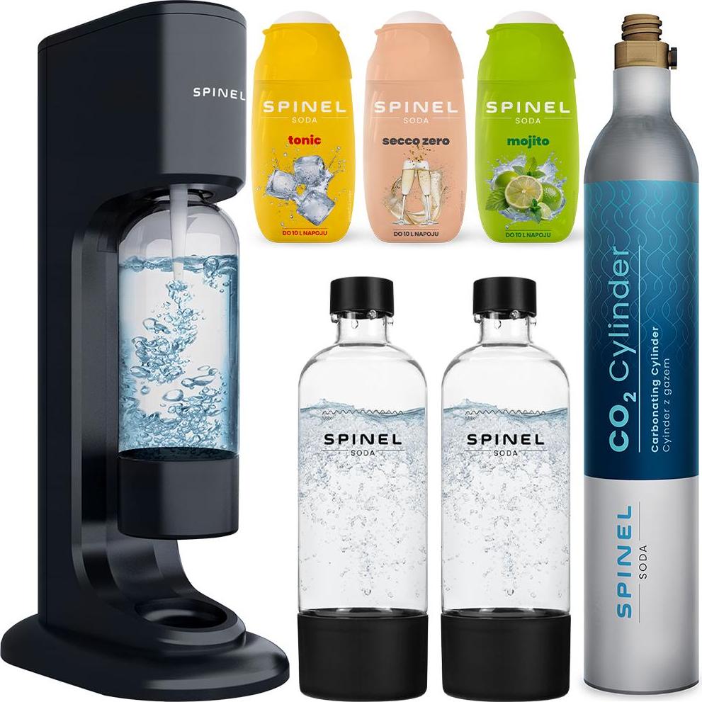 Spinel Soda Wassersprudler BubbleON + Spinel Soda Sirups Mojito, Prosecco, Tonic