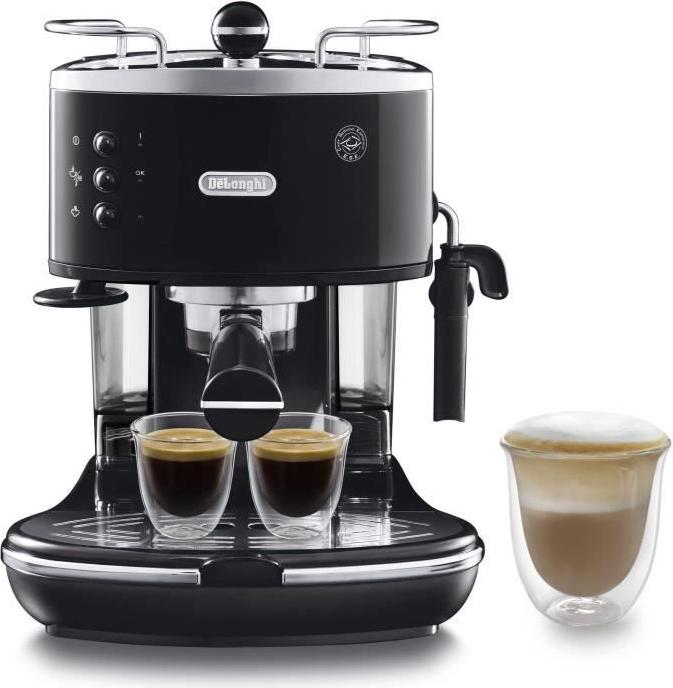 Espresso stroj DELONGHI Icona ECO 311.BK, čierny, 1100 W, 15 barov, 1,4 l nádrž na vodu, kompatibilný s mletou kávou a ESE podmiatkami