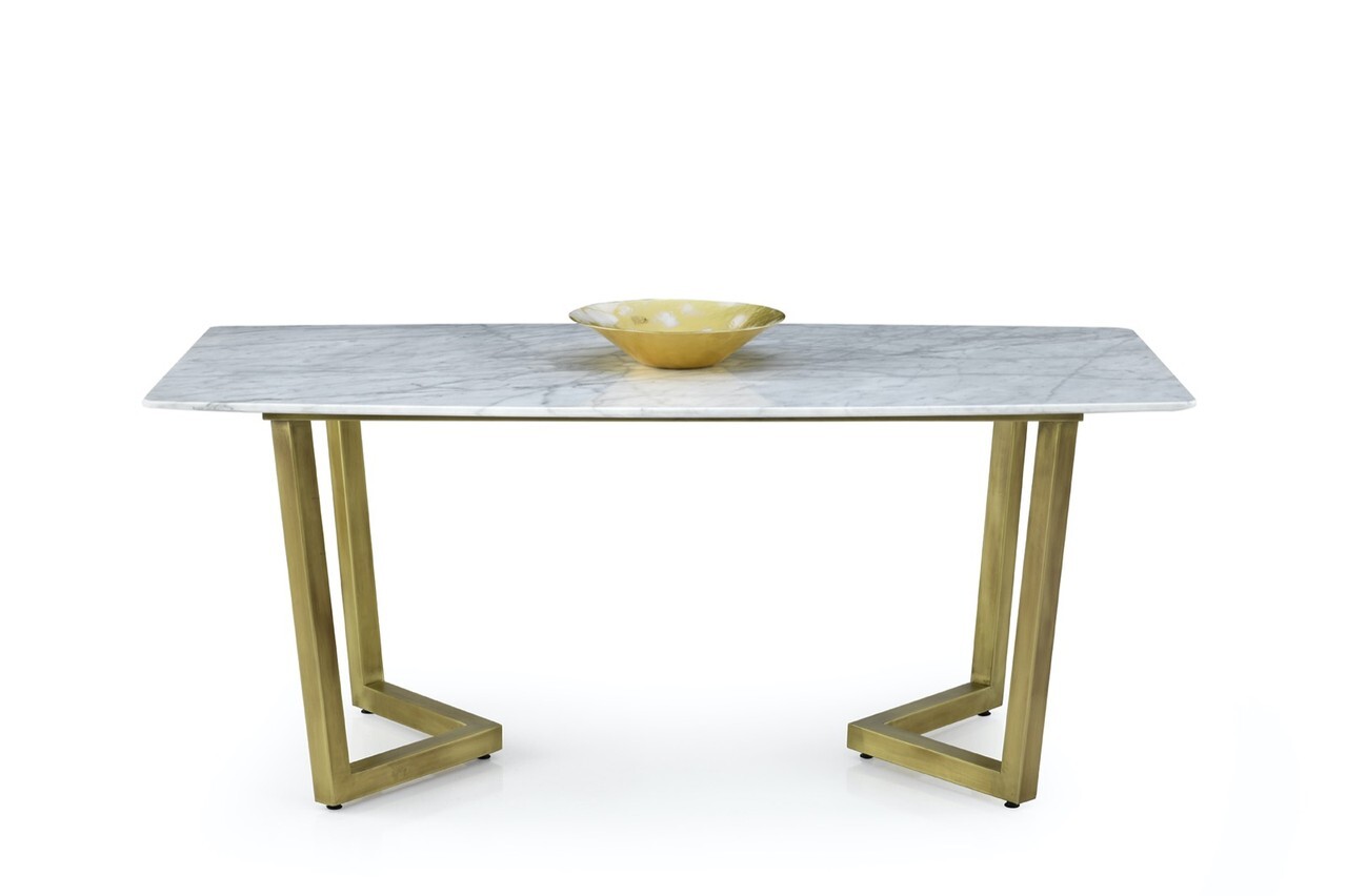 alesvelt Esstisch Marmor – 170 x 90 x 75 cm Goldfarbenes Metallgestell & edle Marmorplatte 5354270649