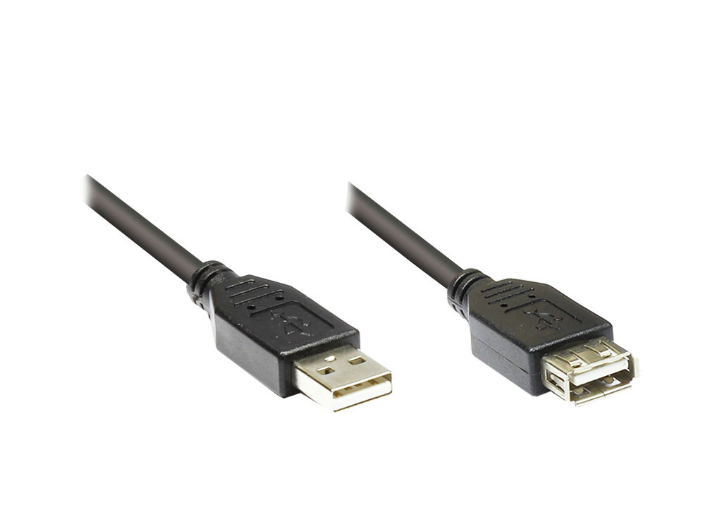Verlängerungskabel USB 2.0 , Stecker A an Buchse A, schwarz, 0,5m, Premium, Good Connections® 2511-P05S