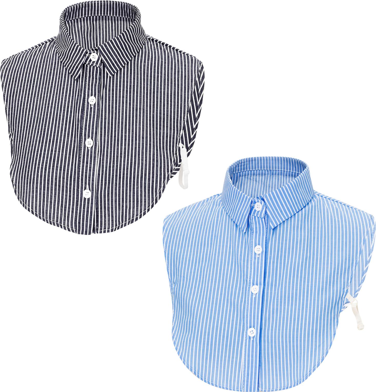 Crrynuo Vintage Frauen Kragen Elegante Blusenkragen, 2 Stücke Blusenkragen Einsatz Damen, Fake Kragen Blusenkragen Einsatz,Detachable Krageneinsatz Herren Hemdkragen Einsatz(Blauer Schwarz Streifen) KAU-LR-UN-CPK-20251212-31