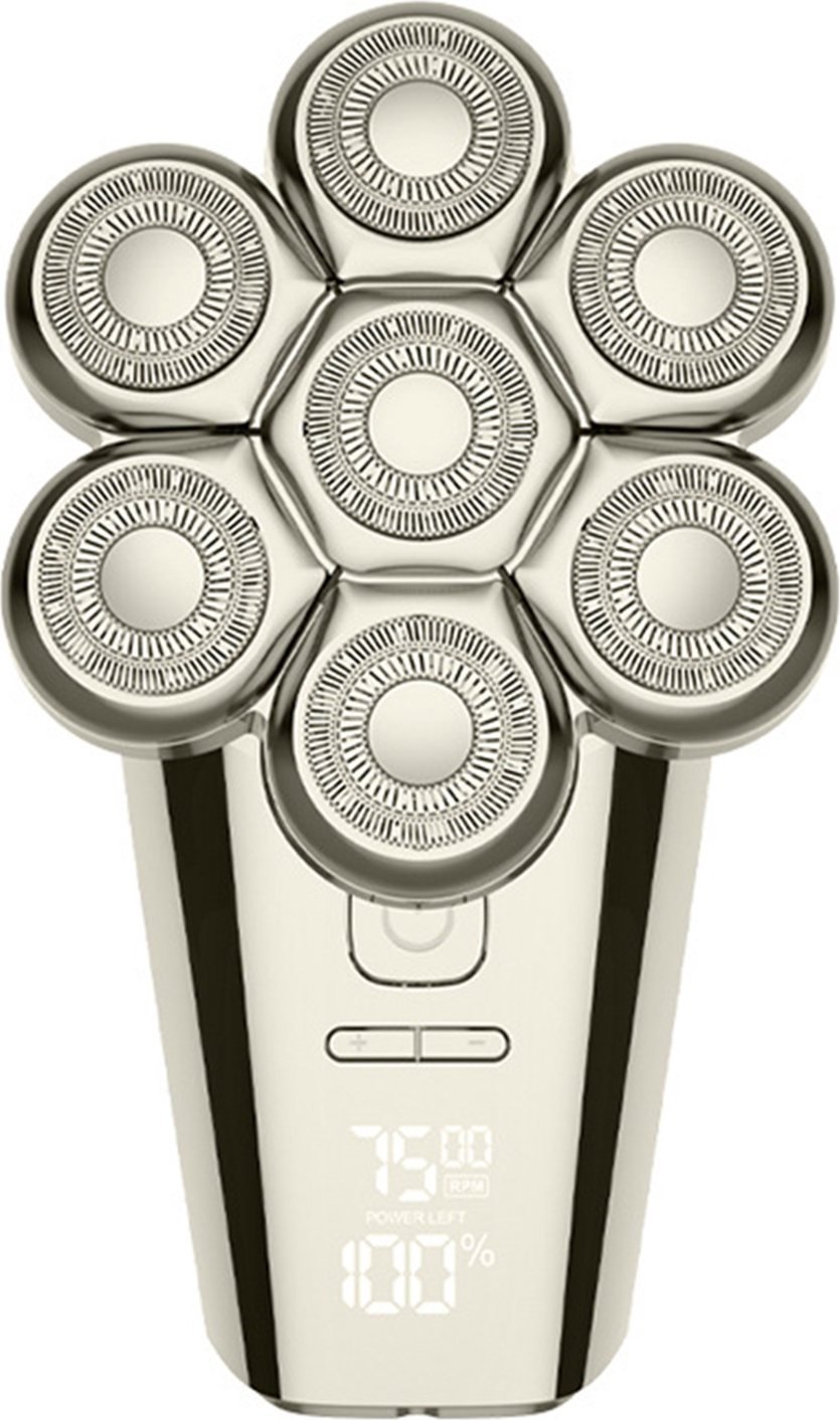 elektrický holiaci strojček 5 v 1, 7D plávajúce holiace hlavy, bezdrôtová, dobíjacia súprava na starostlivosť o telo pre mužov, mokrý/suchý holiaci strojček na holenie plešatých hláv s LED indikátorom, vodotesnosť IPX7