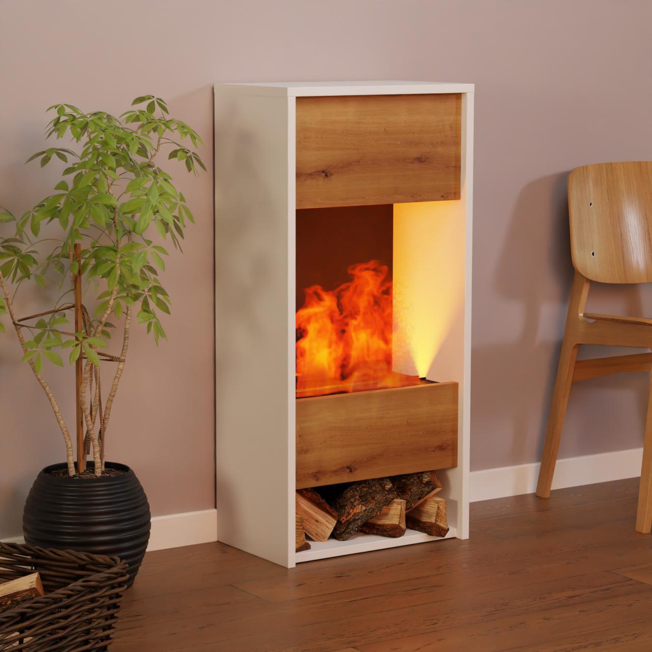 GLOW FIRE Elektrokamin 'OGF 3'| Wasserdampf Kamin mit OMC 400 ohne Holz in weiß | HxBxT: 100x47,7x29,1 cm