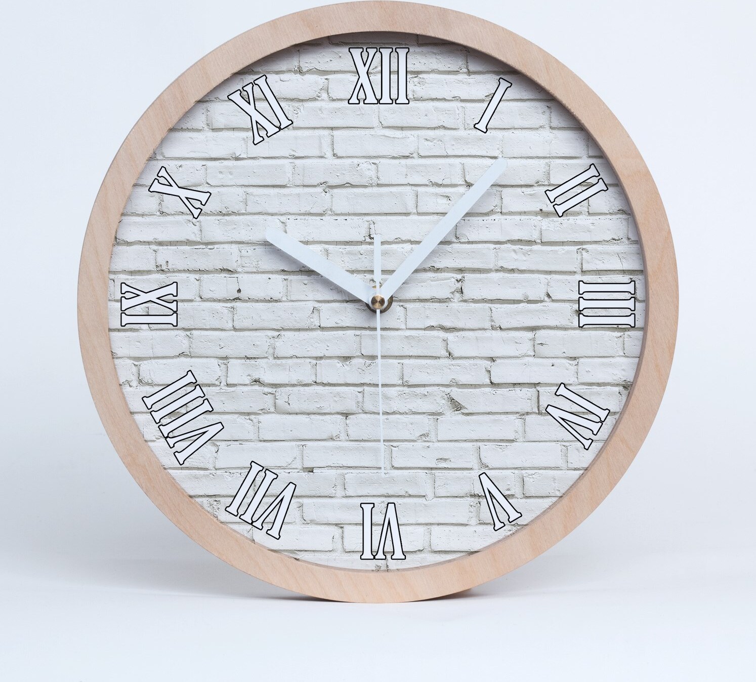 tulup Holzuhr 25fi cm wanduhr - weiße Spitzen - Ziegelwand zdo-25-b-85783957