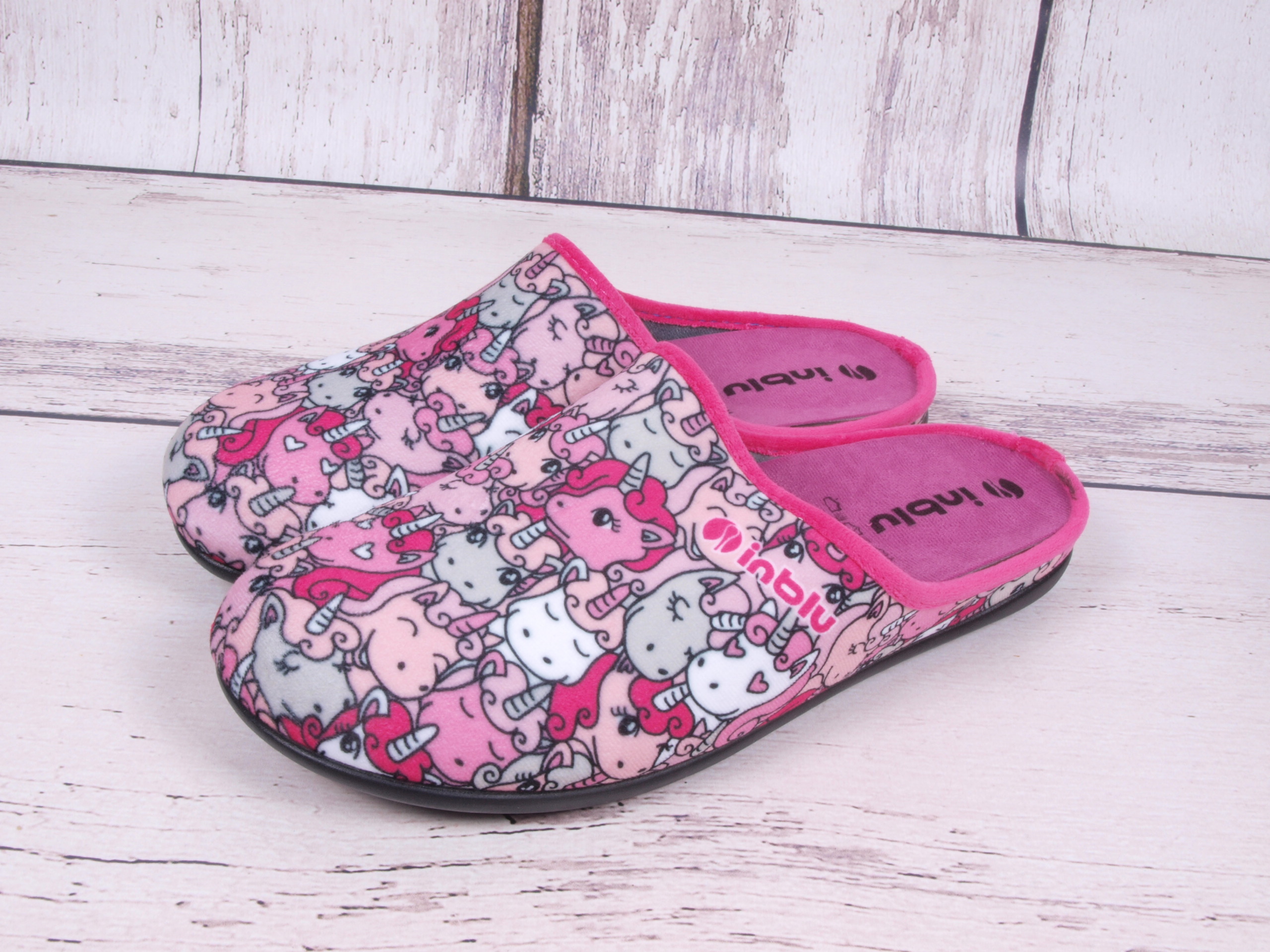Damen Hausschuhe Inblu GF05-025 rosa mit Einhorn