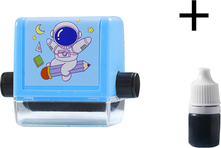 Ljianglishnw Roller Digitaler Lehrstempel, Mathe Rollstempel, Wiederverwendbar Mathe Stempel Roller, Berechnung Roller Stempel für Addition mit 1 Flasche Tinte Blau