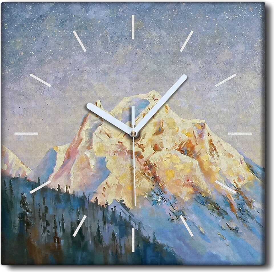 Coloray Uhr auf Leinwand 30x30 cm Wand Uhr Dekoration Wohnzimmer Segeltuch weiße Zeiger -Berge Naturfelsen zck-30x30-213764685-b