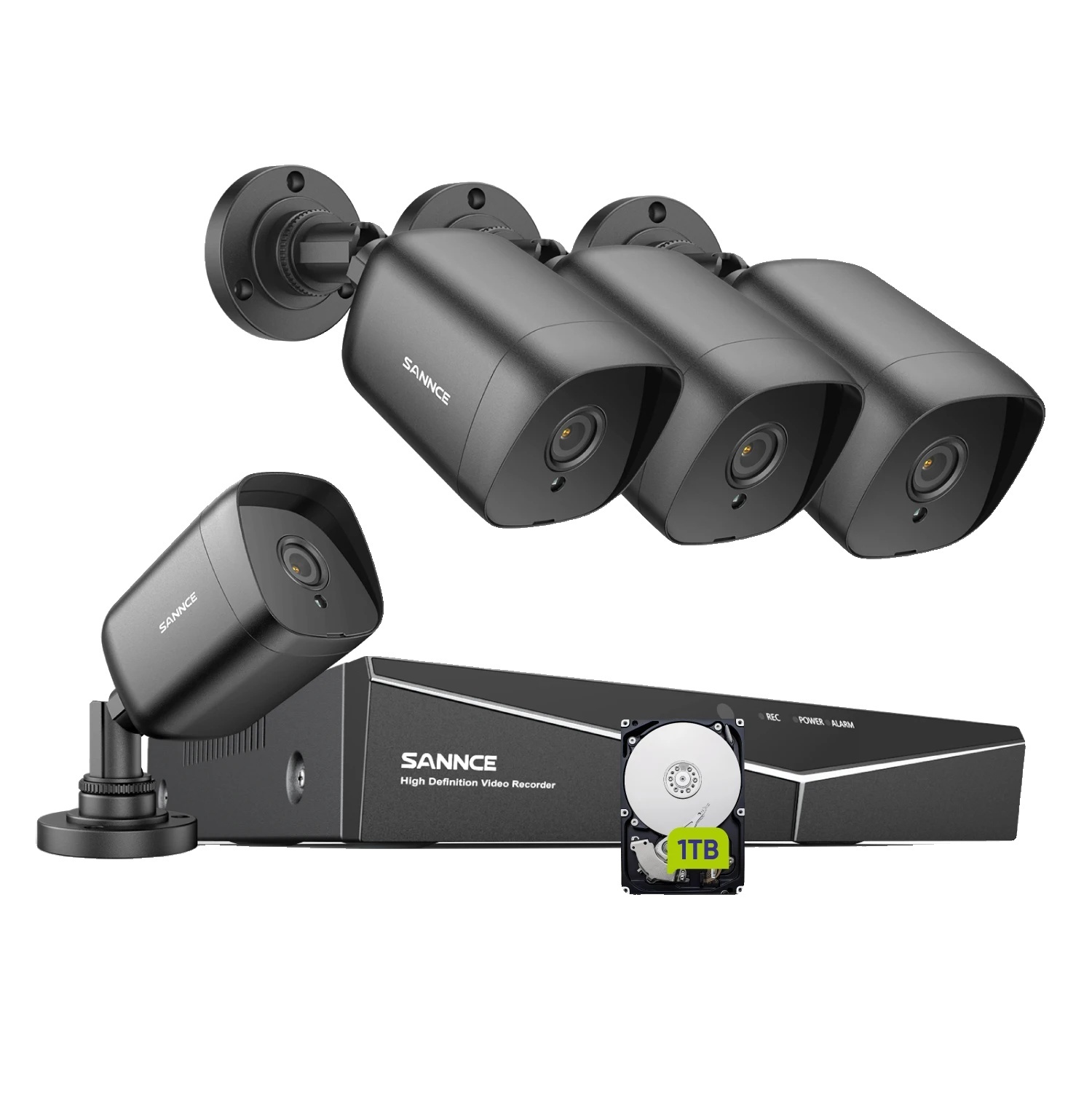 Kamerový systém CCTV, rozlíšenie 1080P, nočné videnie do 30 metrov, 4 kusy 1TB