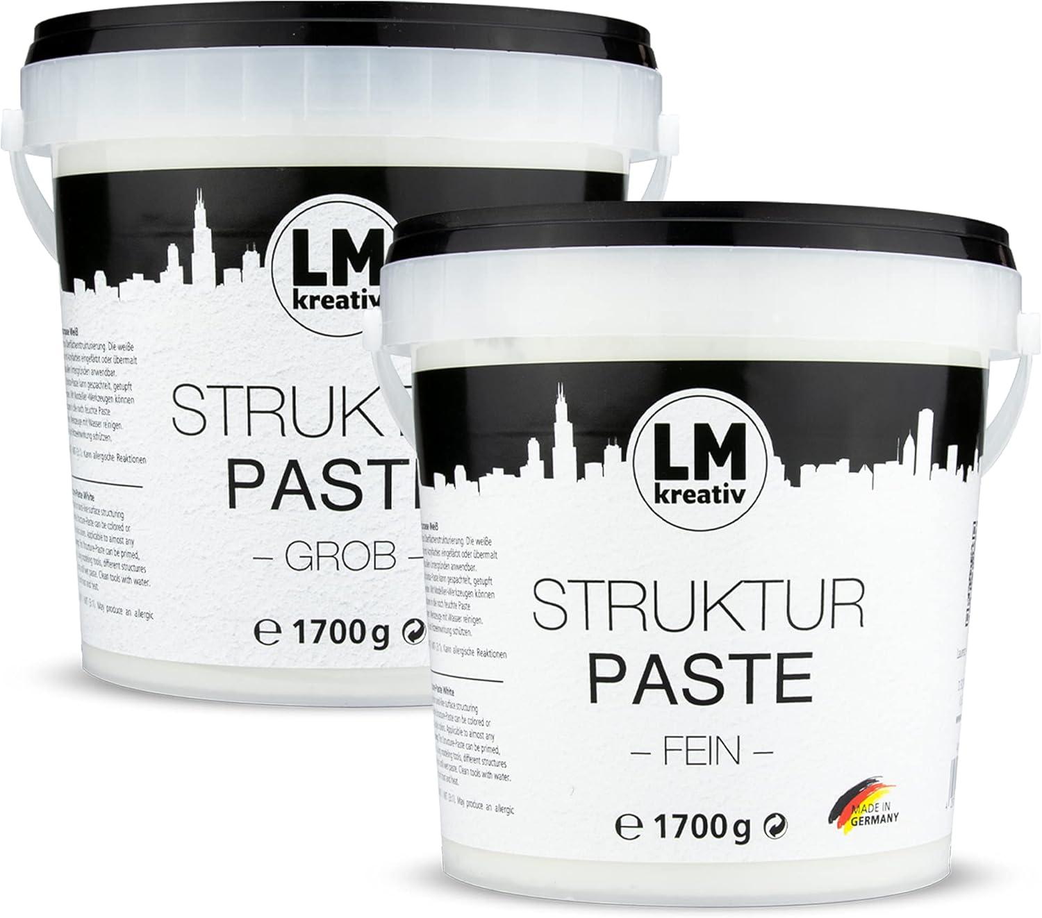 Franken LM Strukturpaste fein & grob je 1,7 kg | Texture Paste | Strukturpaste für Acrylmalerei | Strukturpaste Leinwand | Spachtelmasse | Impasto Technik 1000939