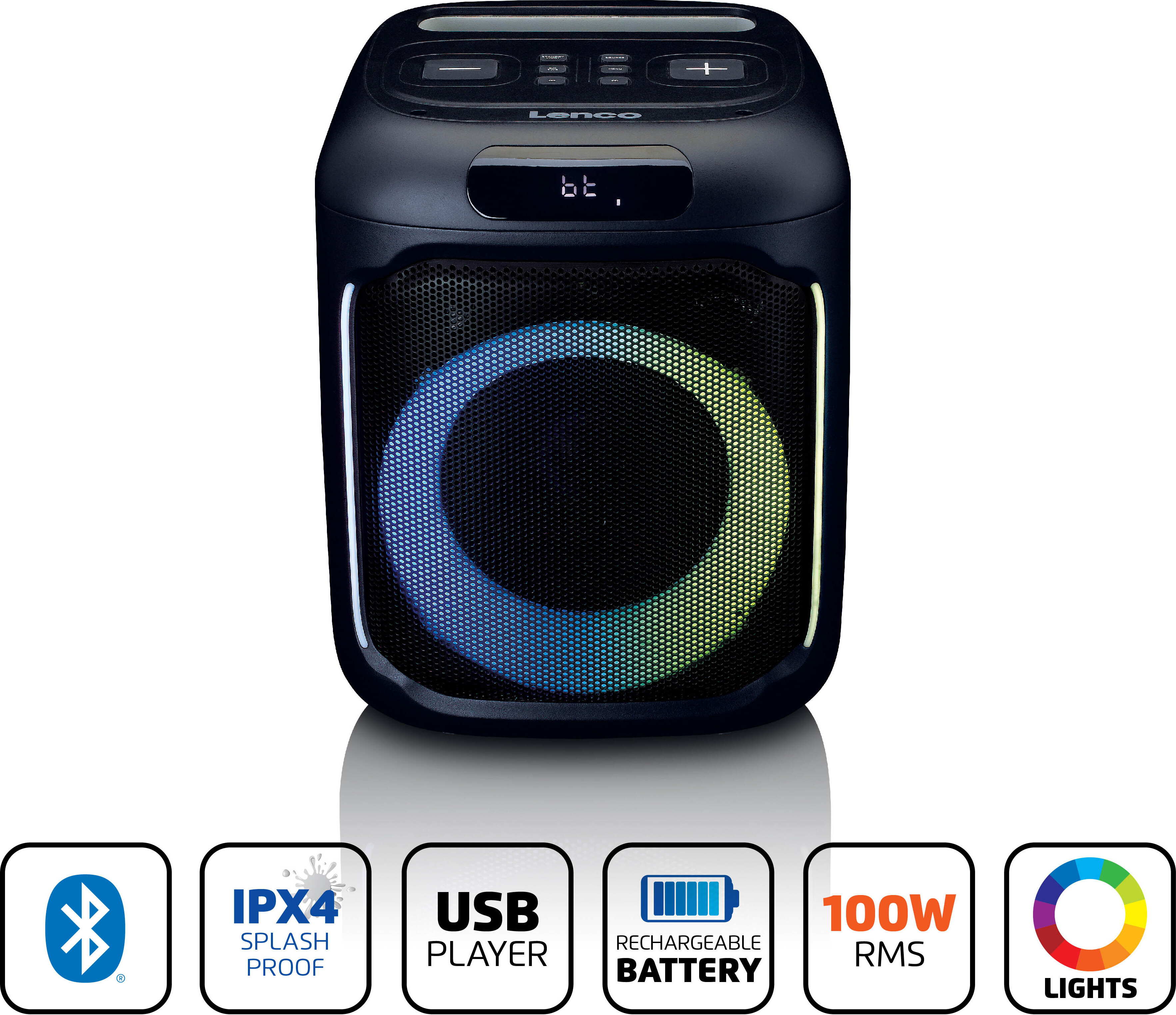 Kompaktný IPX4 Bluetooth® párty reproduktor s bezdrôtovým mikrofónom