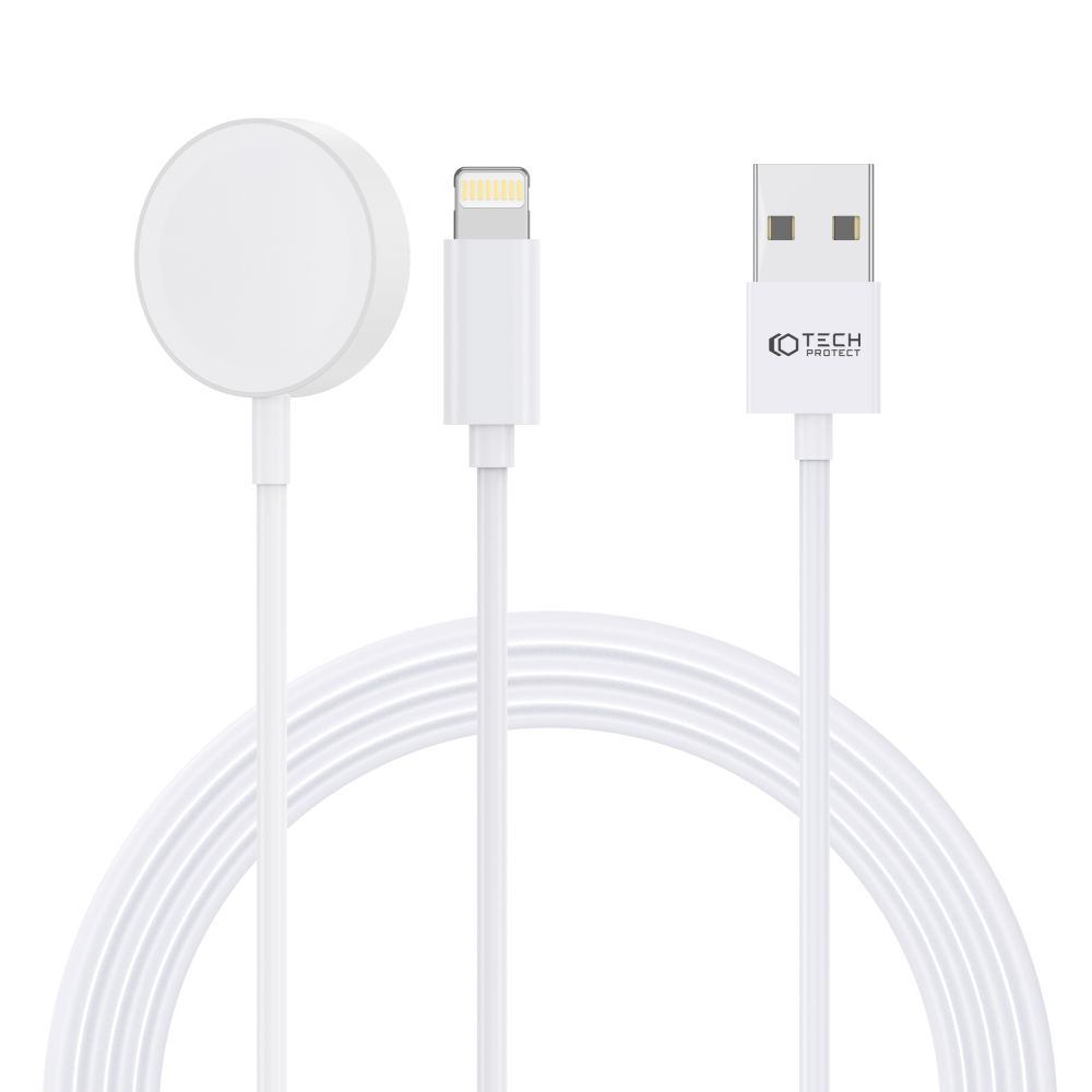 Tech-protect Ultraboost USB magnetická nabíjačka na Apple Watch + Lightning 1.5m, biela