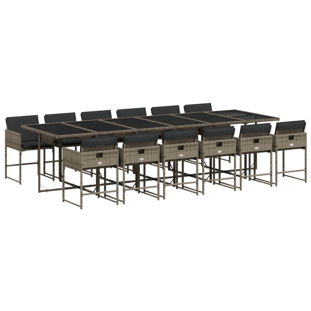 vidaXL 13-dielny záhradný jedálenský set s vankúšmi sivý polyratan