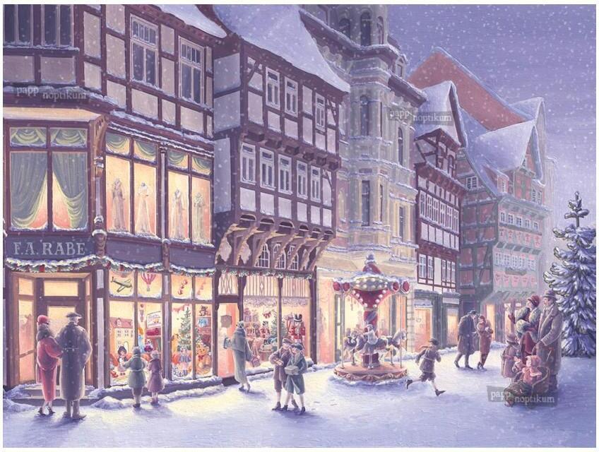 Prechádzka po starom meste Quedlinburg – adventný kalendár z papiera, 38 x 27 cm