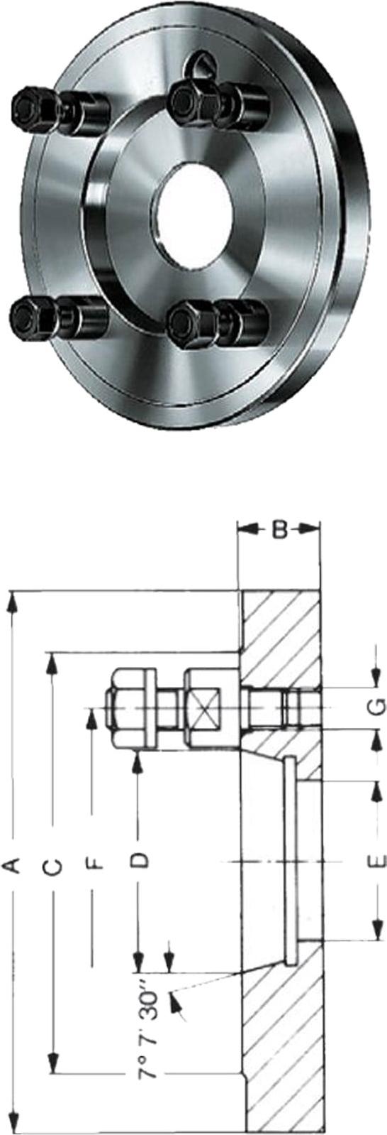 Röhm Kurzkegelflansch, Außen-Ø 315, Kurzkegel 6, ISO 702-3 - 319663