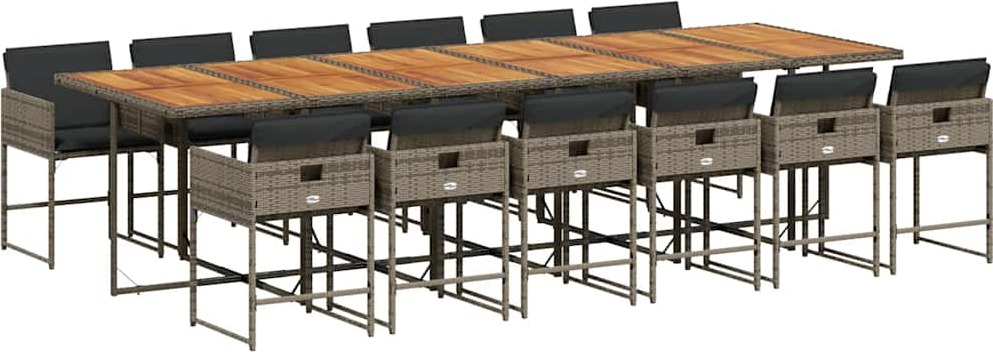 vidaXL 13-dielny záhradný jedálenský set s vankúšmi sivý polyratan