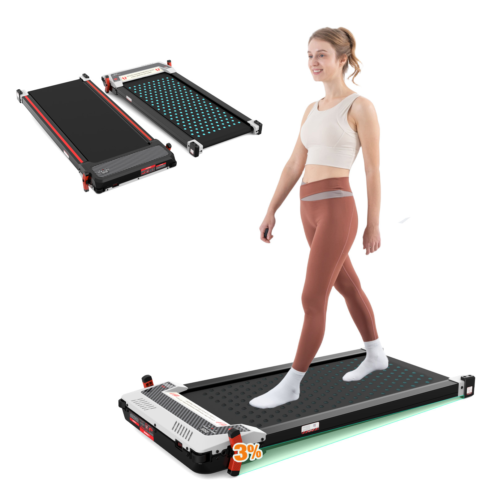 CITYSPORTS Elektrický bežecký pás 440W motor, zabudované reproduktory Bluetooth, nastaviteľná rýchlosť, LCD displej a počítadlo kalórií, ultratenký a t