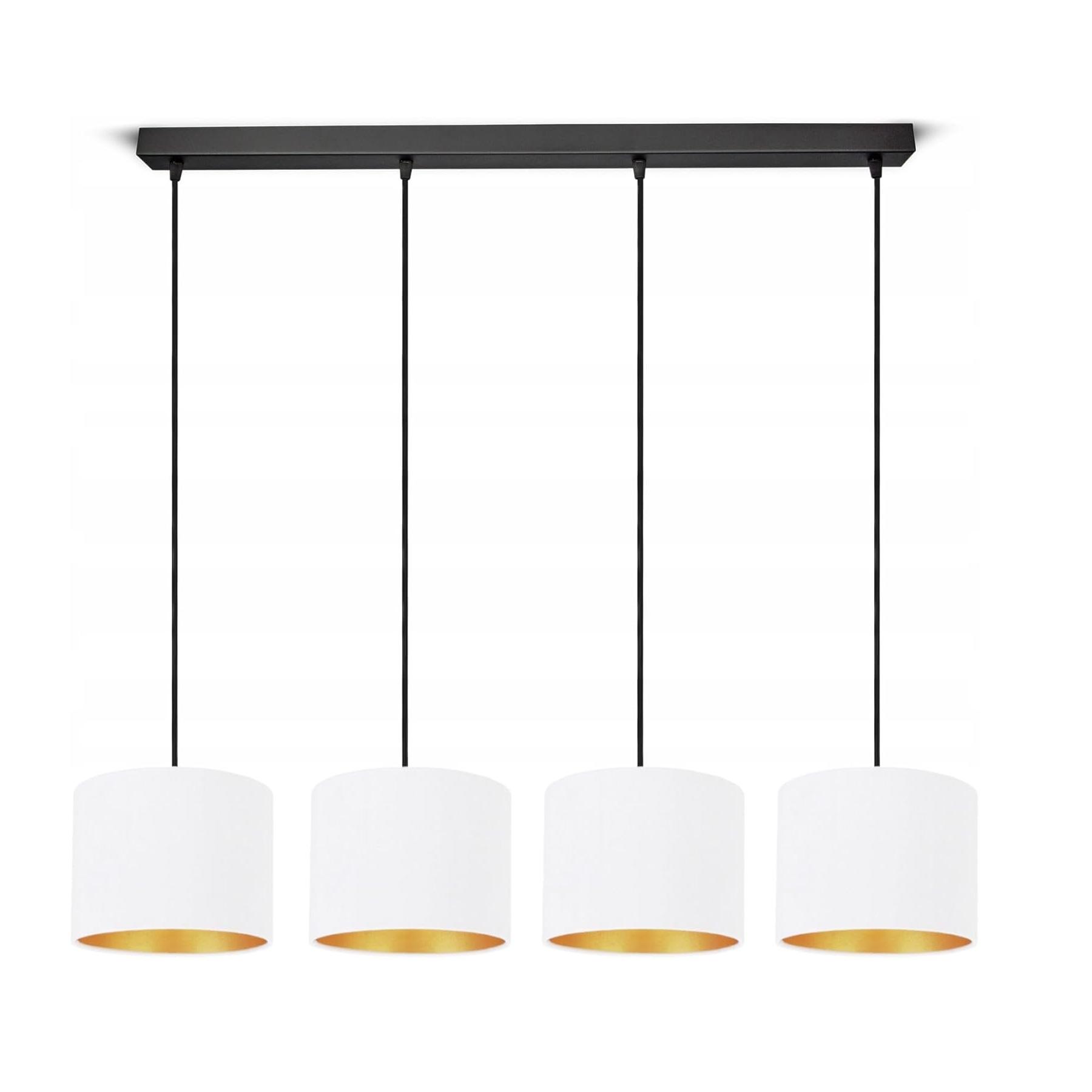 FKL DESIGN Home Deco Deckenlampe Weiß Lampe Leuchte aus Velours Vintage Modern E27 Designerlauchte 4-flammig N230-H4-W