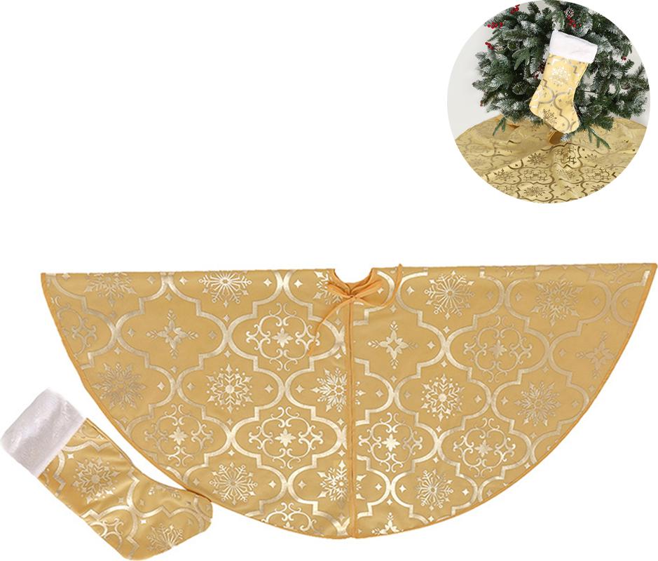 Meoiruery Weihnachtsbaumrock mit Schneeflocken-Motiv – 120 cm große Weihnachtsbaumröcke mit Weihnachtsstrumpf für ein frohes neues Jahr, Party- und Feiertagsdekorationen KAU-ER-LYS-PH-20250918-151