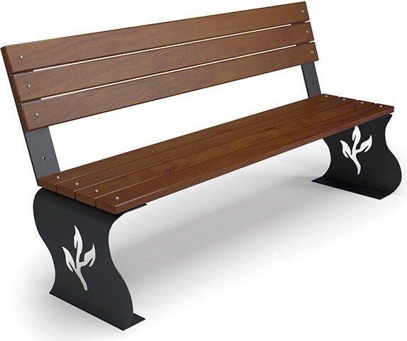 Sonstige Gartenbank mit Rückenlehne Parkbank Sitzbank Stadtbank Bank Holz Stahl Braun