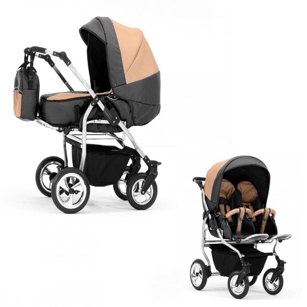 Zwillingskinderwagen 2 in 1 Duo Twin inkl. Sportsitze - 11 Teile - in 20 Farben