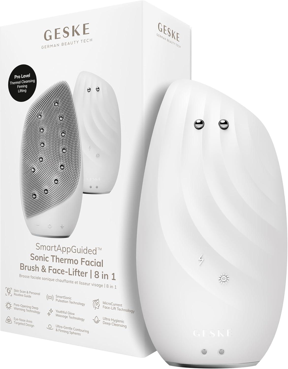 LIEFERUMFANG: Sei Teil der GESKE Beauty Revolution, mit dem GESKE SmartAppGuided Sonic Thermo Facial Brush & Face-Lifter | 8 in 1 & magnetischem Ladek
