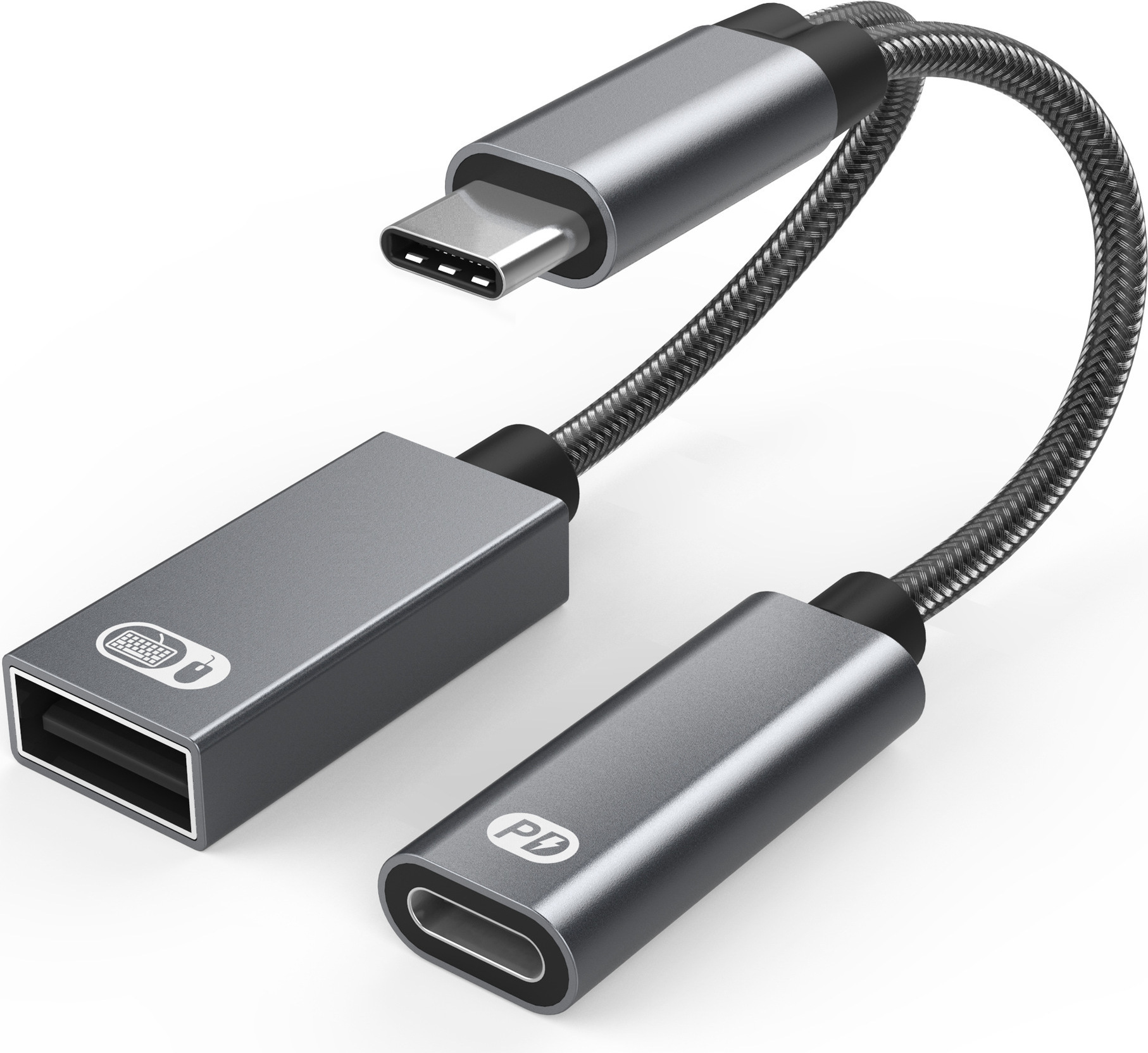 INF USB-C-Stecker auf USB-Buchse + USB-C PD-Ladebuchse und OTG-Adapter USB 2.0 262645