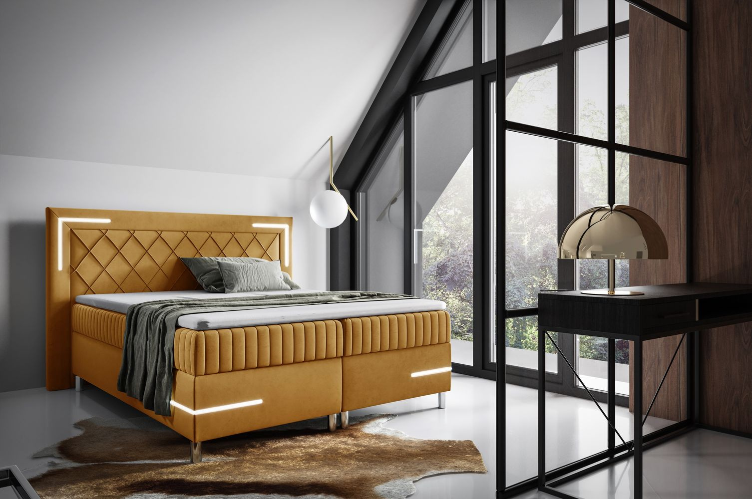 Manželská posteľ 160x200 RONA 3 - medová + topper ZDARMA