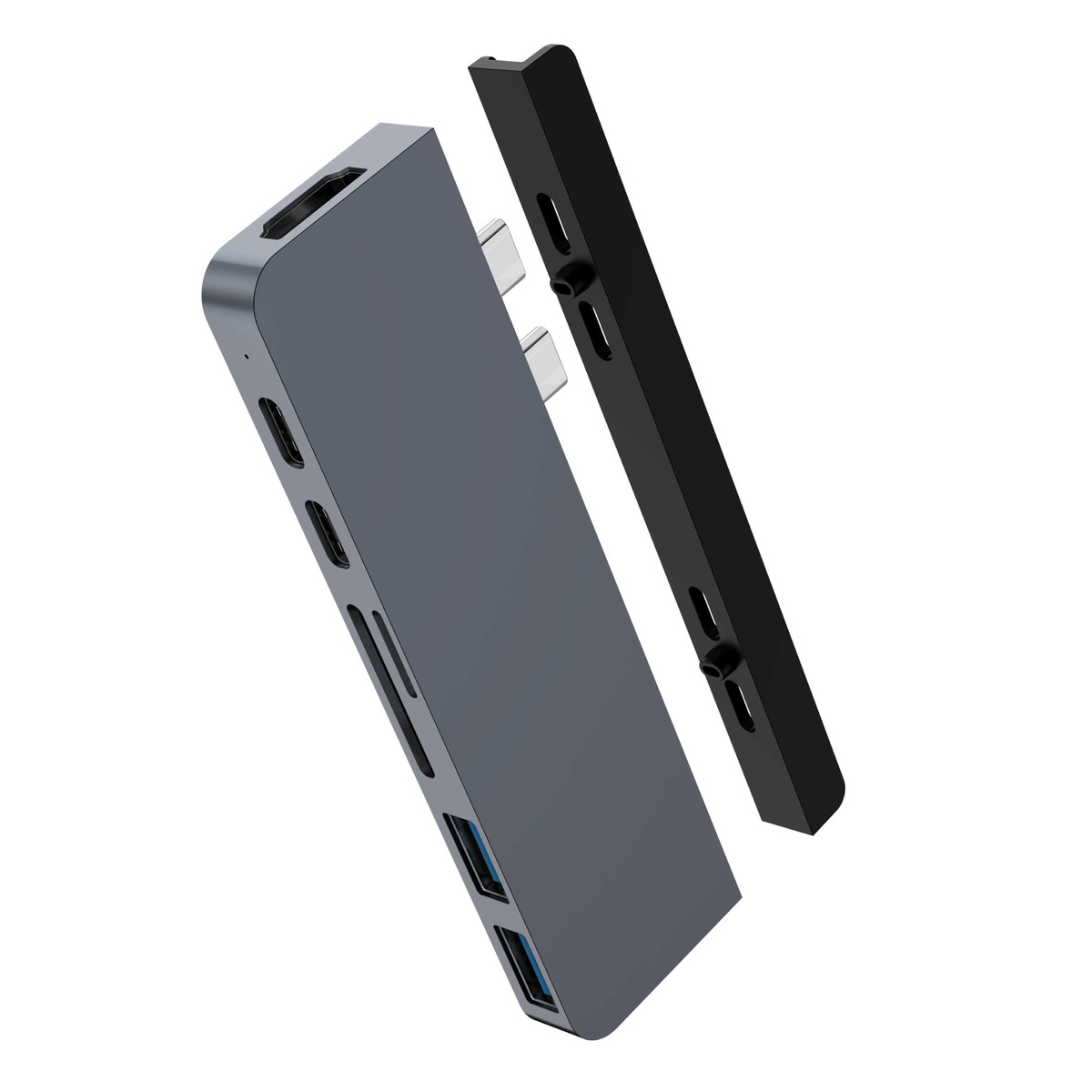 Hyper HD28C - USB 3.2 Gen 1 (3.1 Gen 1) Type-C - HDMI - Thunderbolt 3 - USB 3.2 Gen 1 (3.1 Gen 1) Type-A - USB 3.2 Gen 1 (3.1 Gen 1) Type-C - 4096 x 2160 pixelov - MicroSD (TransFlash) - SD - Sivá - Hliník