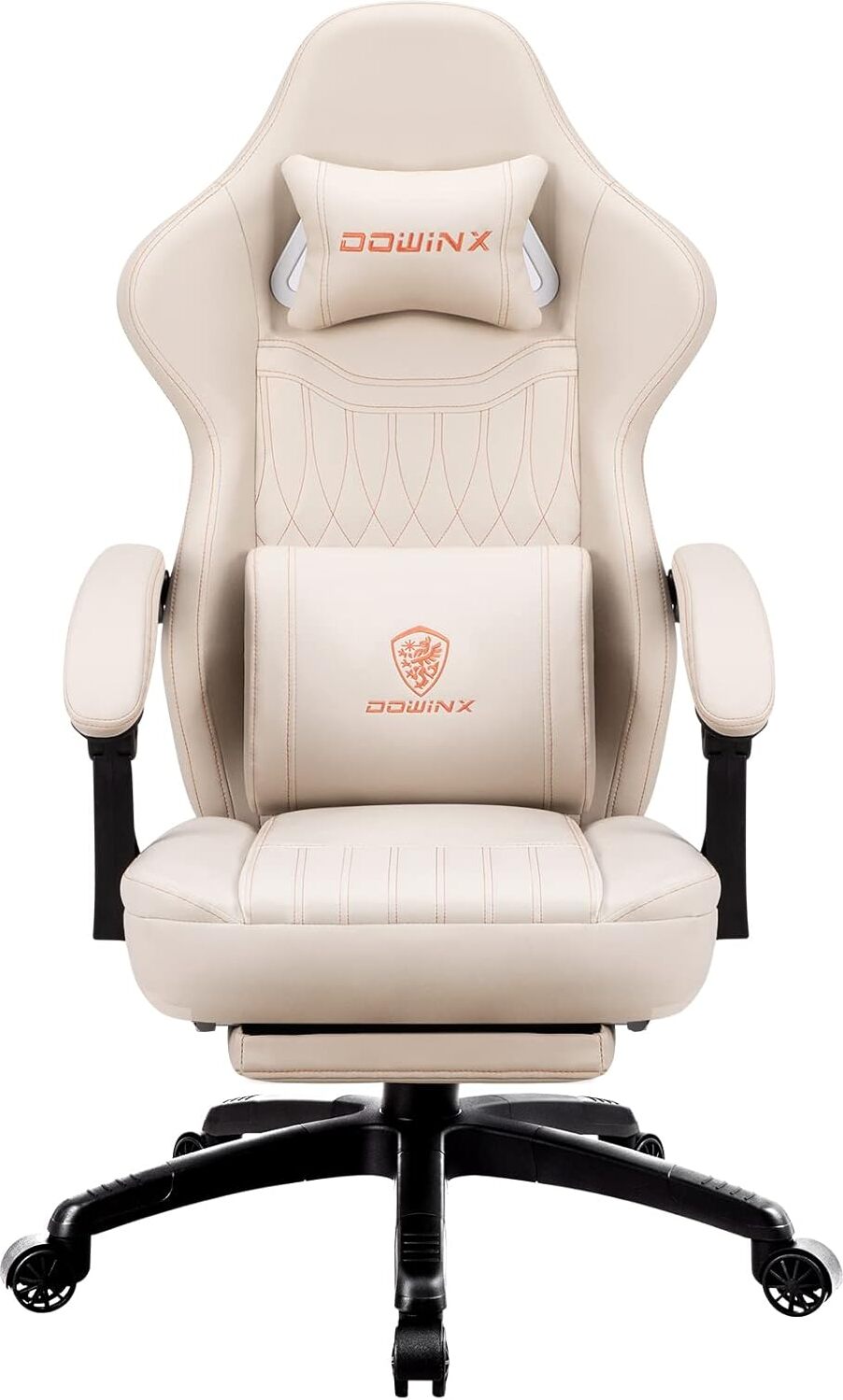 Herné kreslo s pružinovým vankúšom, závodné hráčske kreslo s masážnou bedrovou opierkou, ergonomické herné kreslo s opierkou na nohy, kancelárske kreslo Imitácia kože biela