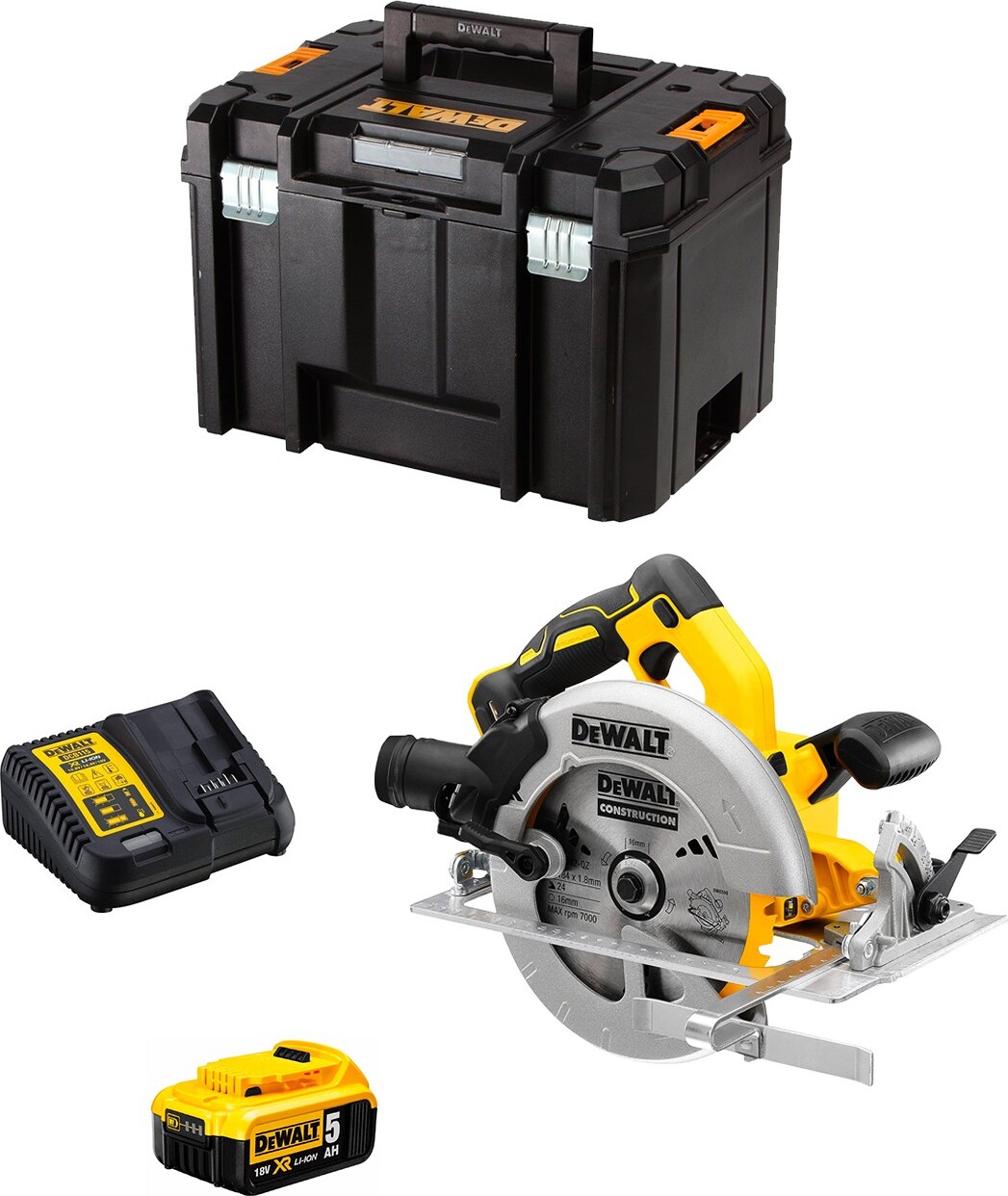 Handkreissäge DeWALT DCS570P1T (1 x 5,0 Ah + DCB115 + TSTAK VI)