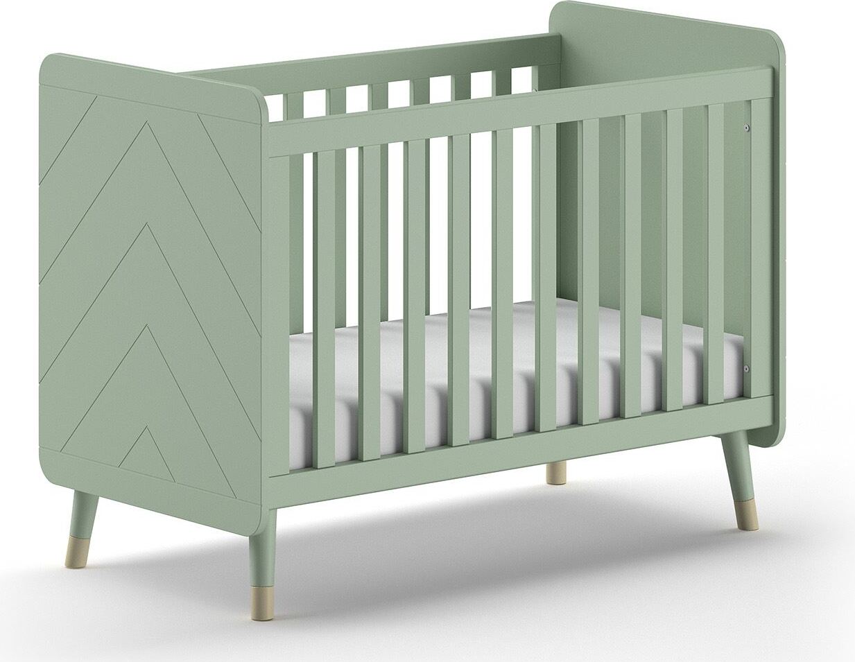 Babybett Kamillah 124x68x96 Gitterbett MDF Olive Grün
